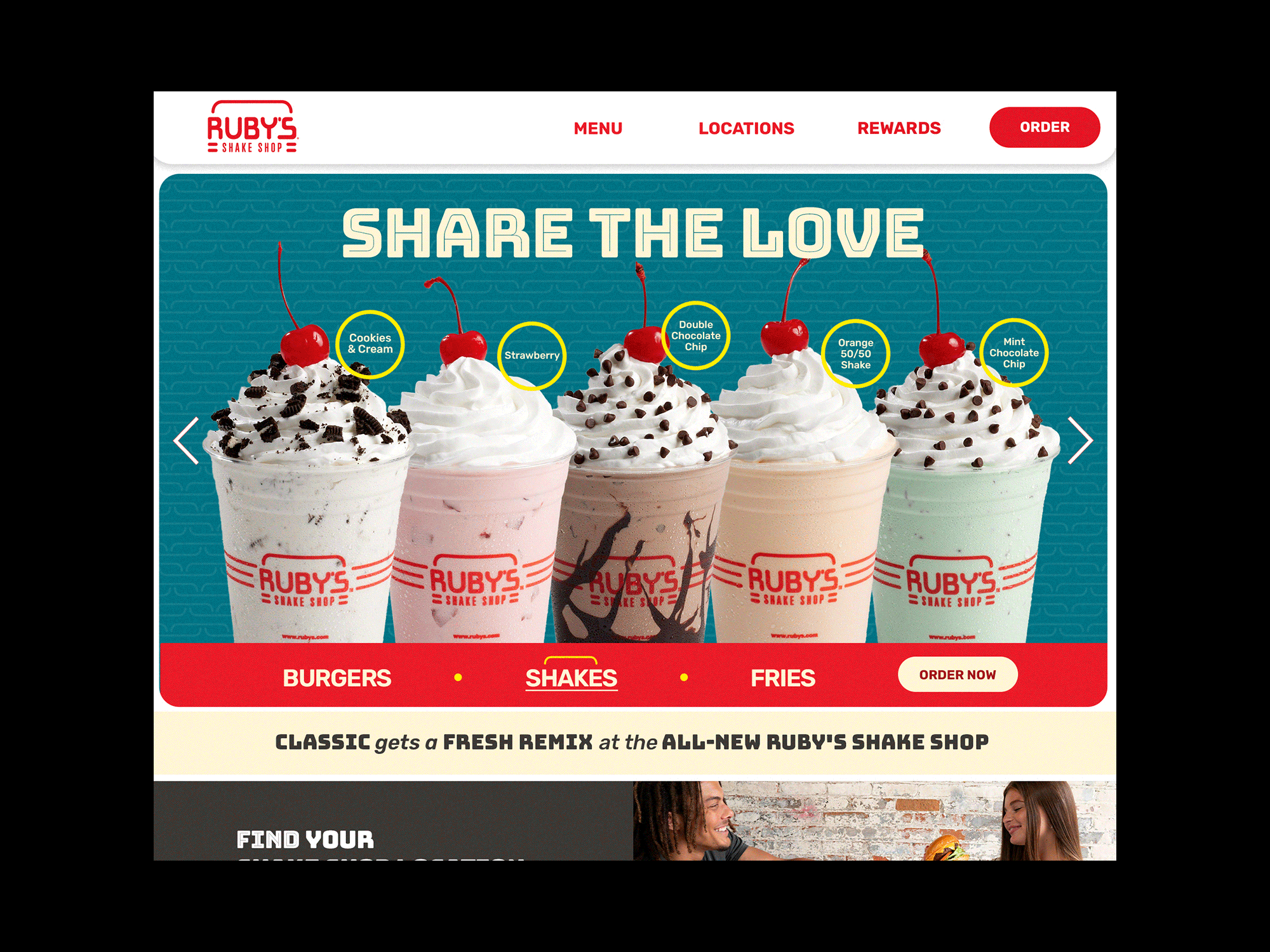 Ruby's Shake Shop Website Design