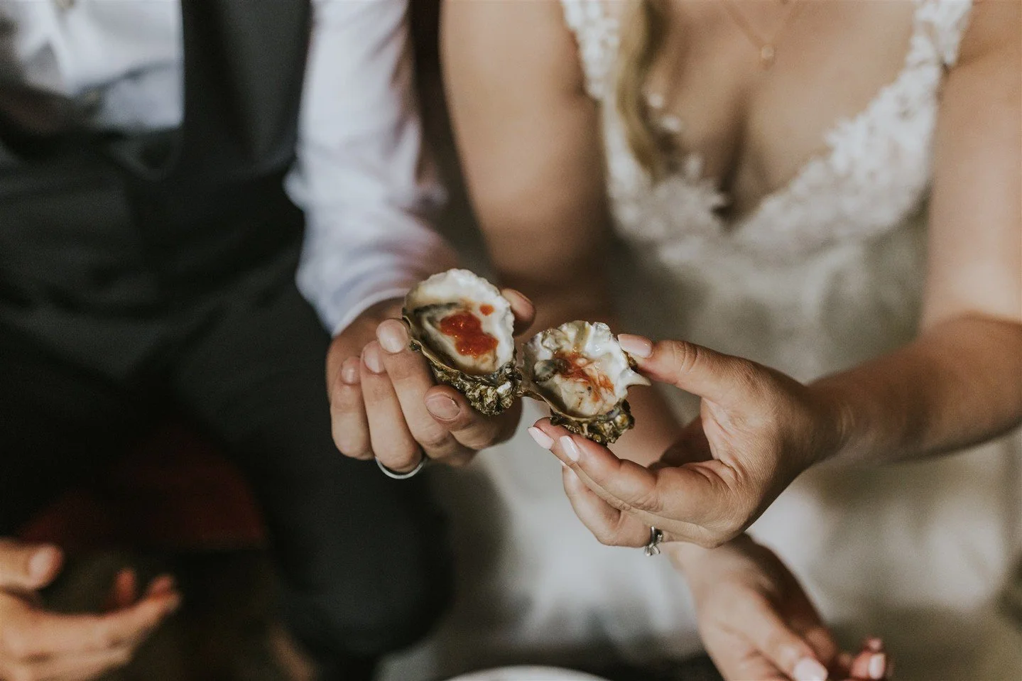 It can be really hard to stay present, slow down &amp; savor the moment on your wedding day.... bet an Oyster Station can help you do that! Make sure to ask about our Shellfish Station options, to ensure you savor the moment too. 

Photographer: @reb
