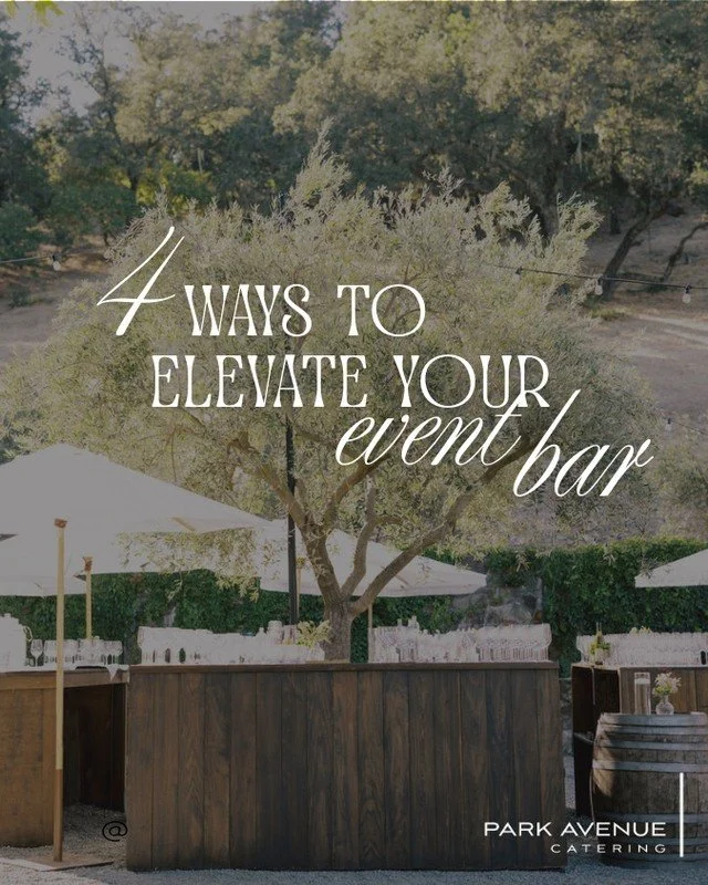 Looking for ways to elevate your event bar? 

Bold floral arrangements and a beautifully upgraded bar front can instantly transform the space. Add personal touches like custom cocktail napkins and a menu featuring your favorite signature drinks to br