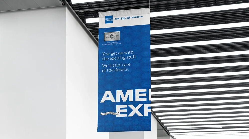 Amex hanging banner