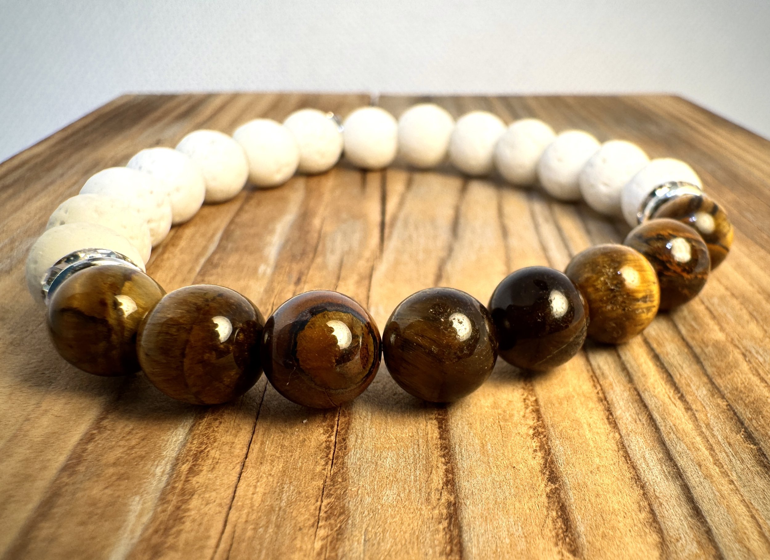 “Tiger’s Eye courage and grounding gemstone bracelet handmade in Niagara Falls, Canada by PeaceTree.” Protection Bracelet with inention.