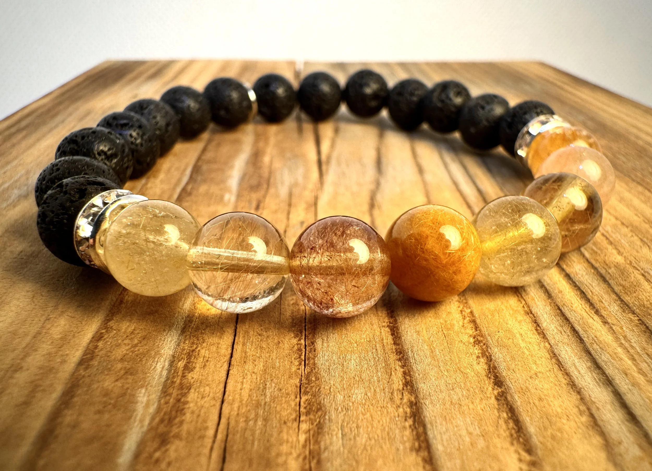 “Rutilated Quartz clarity and divine insight gemstone bracelet handmade in Niagara Falls, Canada by PeaceTree” Protection Bracelet with intention.