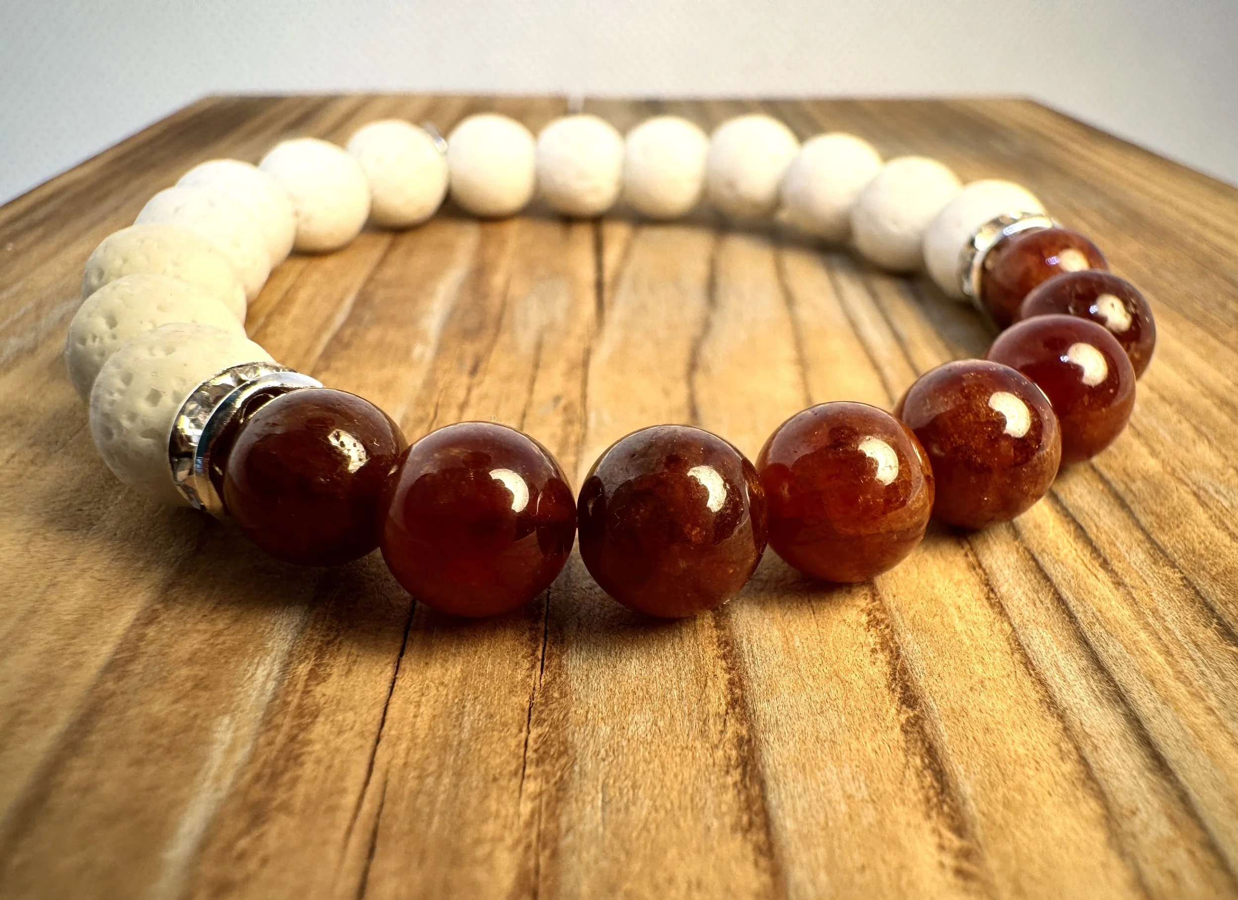 “Garnet passion and grounding gemstone bracelet handmade in Niagara Falls, Canada by PeaceTree1111.” Protection Bracelet with Intention.