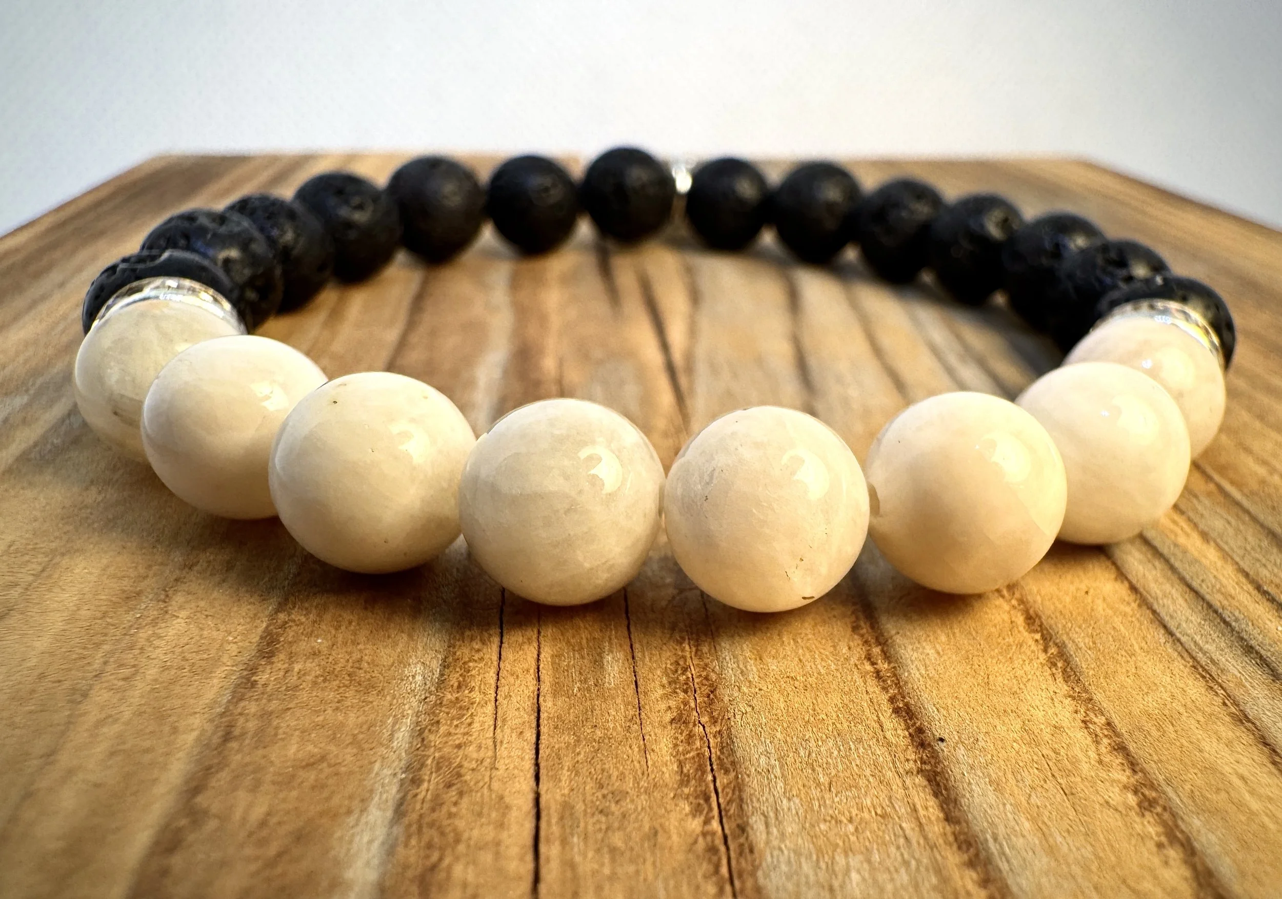 “Moonstone intuition and divine feminine energy bracelet handmade in Niagara Falls, Canada by PeaceTree.” Protection Bracelet with intention.