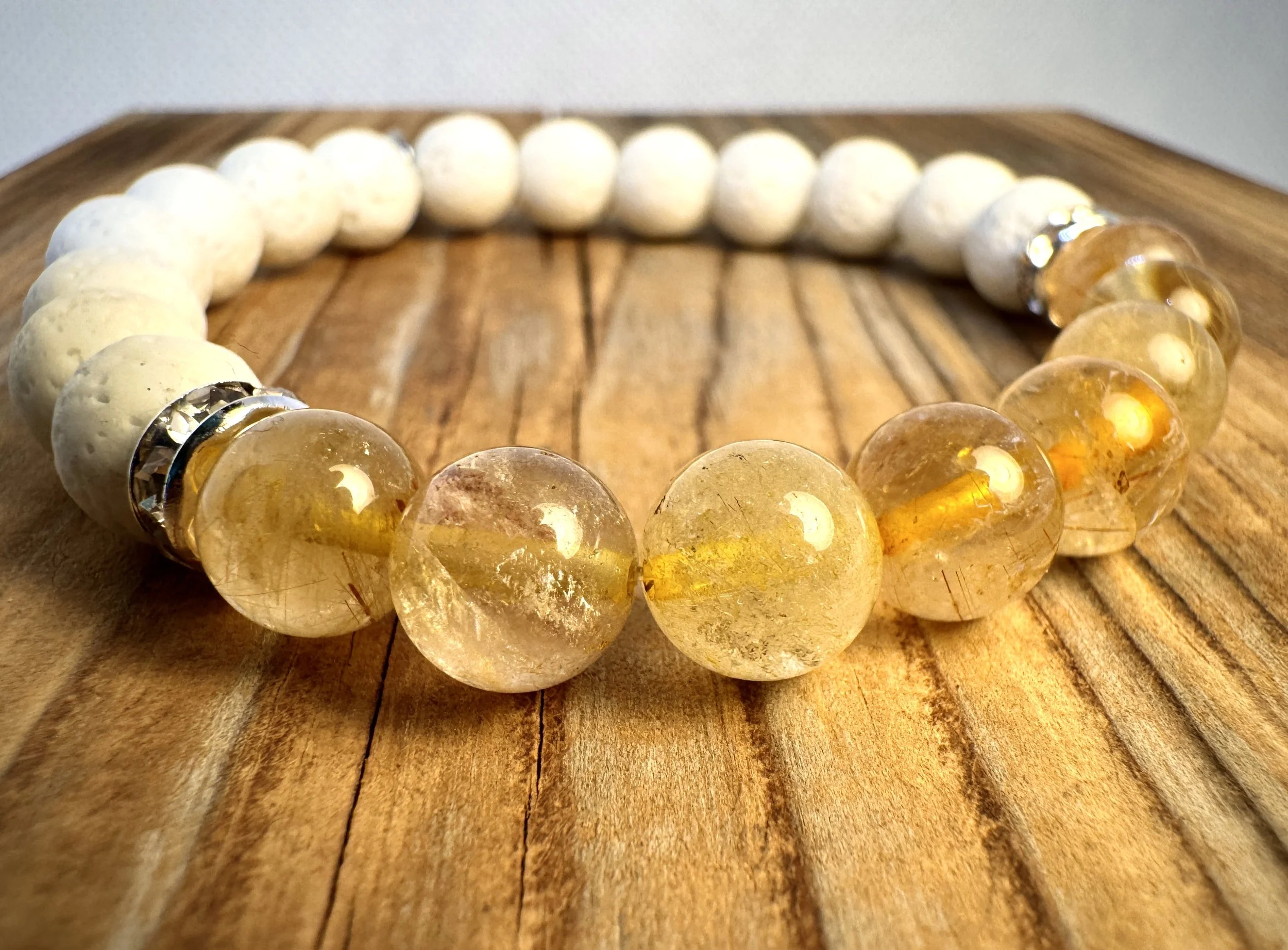 “Rutilated Quartz clarity and divine insight gemstone bracelet handmade in Niagara Falls, Canada by PeaceTree” Protection Bracelet with intention.