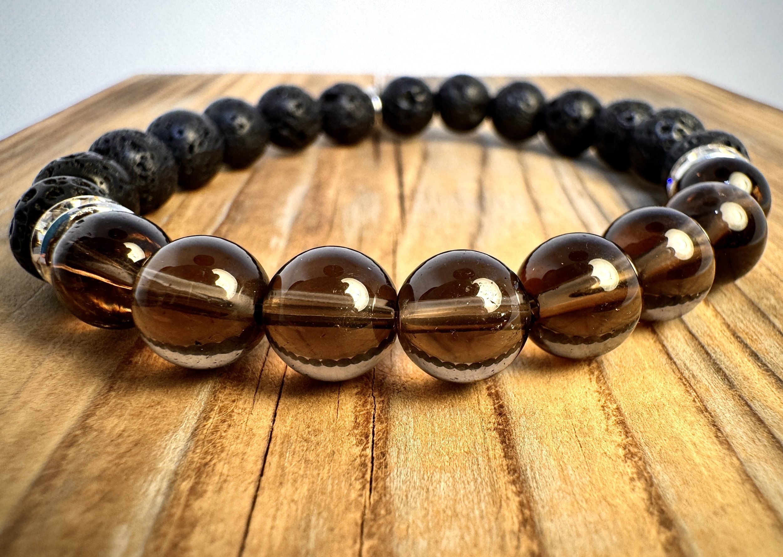“Smoky Quartz grounding and gentle protection gemstone bracelet handcrafted in Niagara Falls, Canada by PeaceTree.” Protection Bracelet with intention.