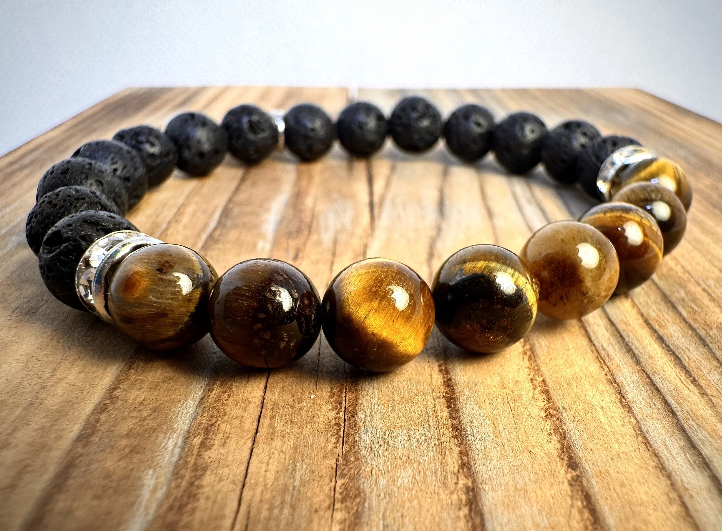 “Tiger’s Eye courage and grounding gemstone bracelet handmade in Niagara Falls, Canada by PeaceTree.” Protection Bracelet with inention.