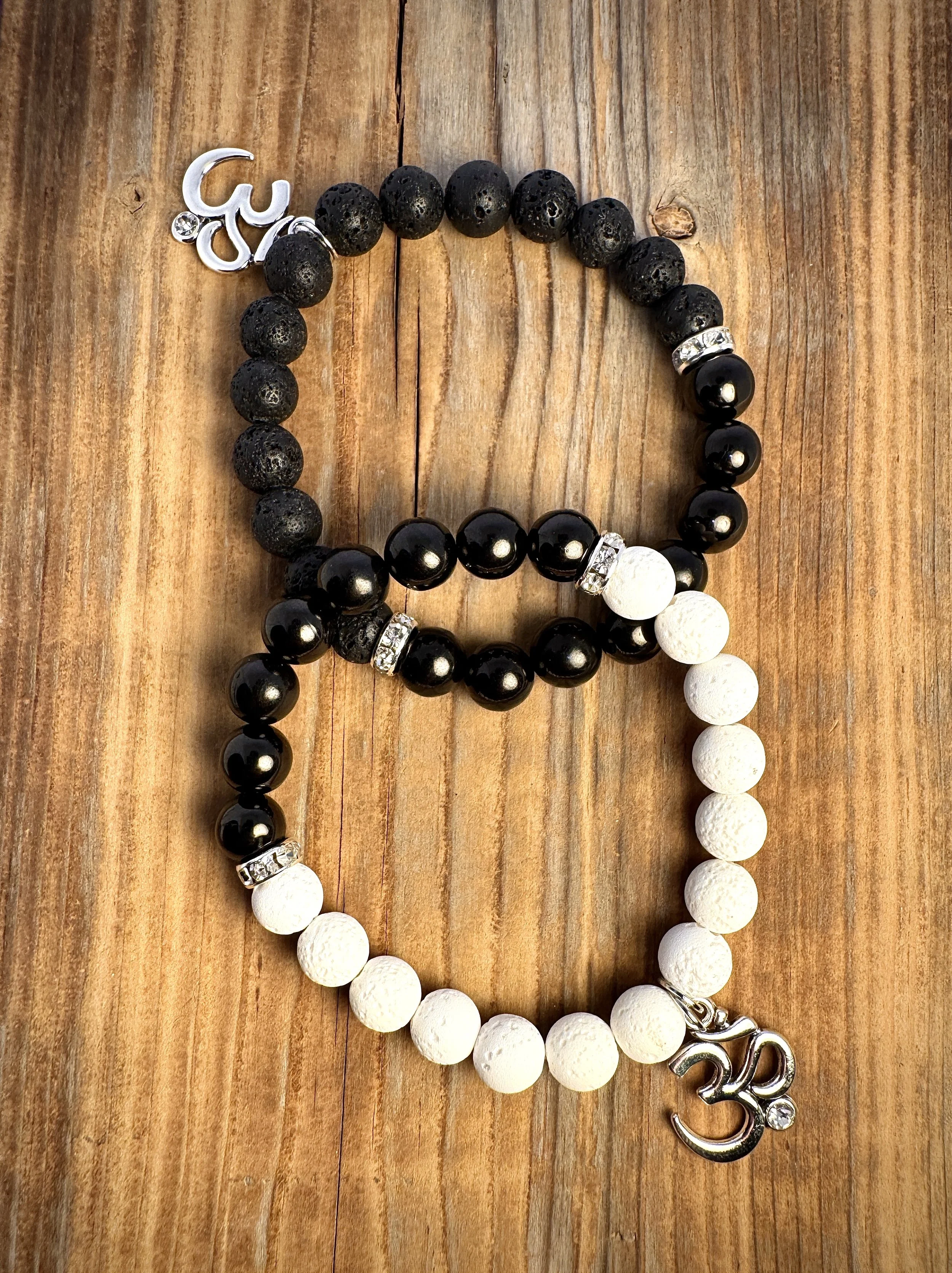 “Jet deep protection and energetic cleansing bracelet handmade in Niagara Falls, Canada by PeaceTree.” Protection Bracelet with intention.