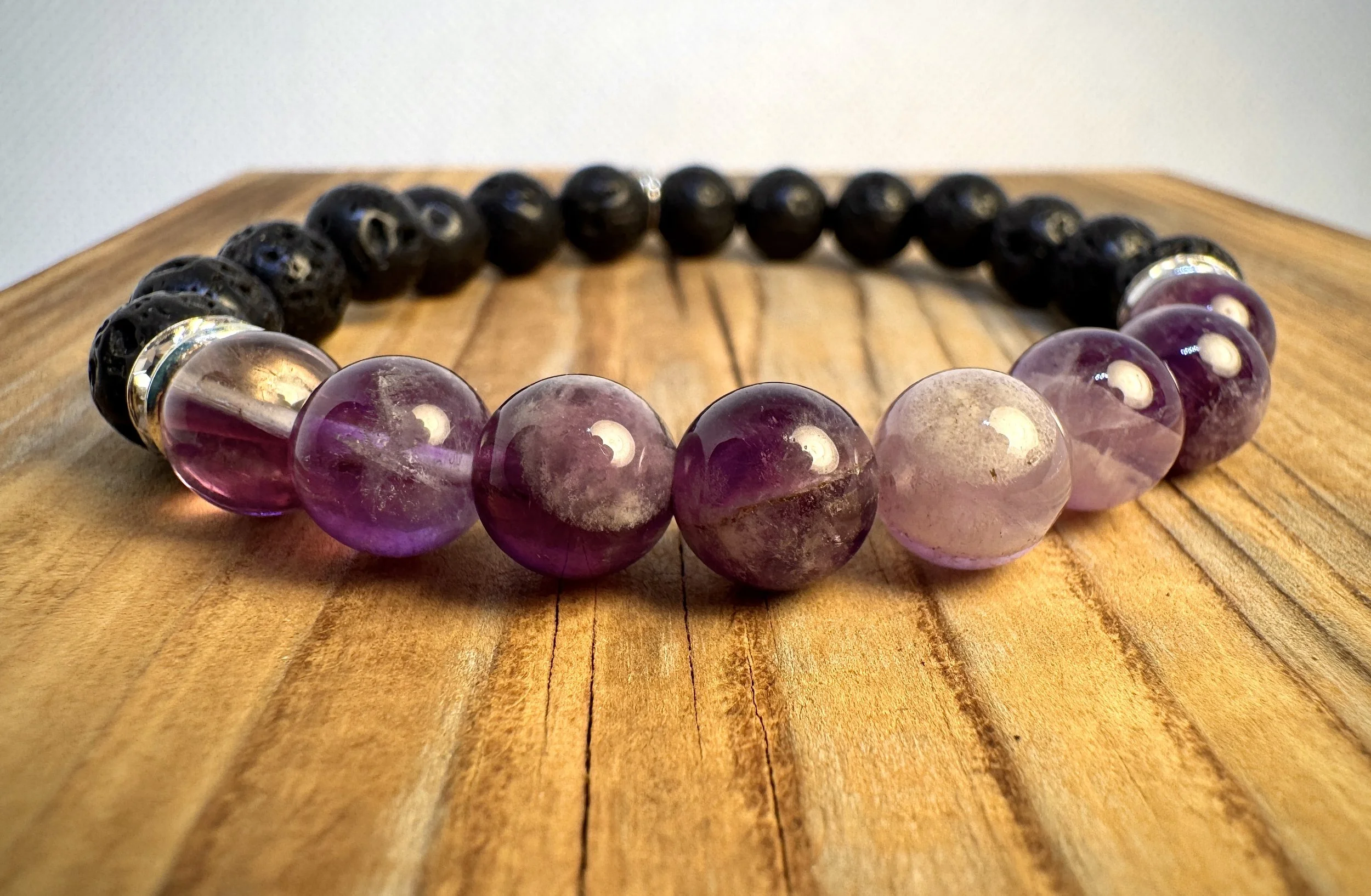 “Amethyst intuition and spiritual protection bracelet handmade in Niagara Falls, Canada by PeaceTree1111.” Protection Bracelet with intention.