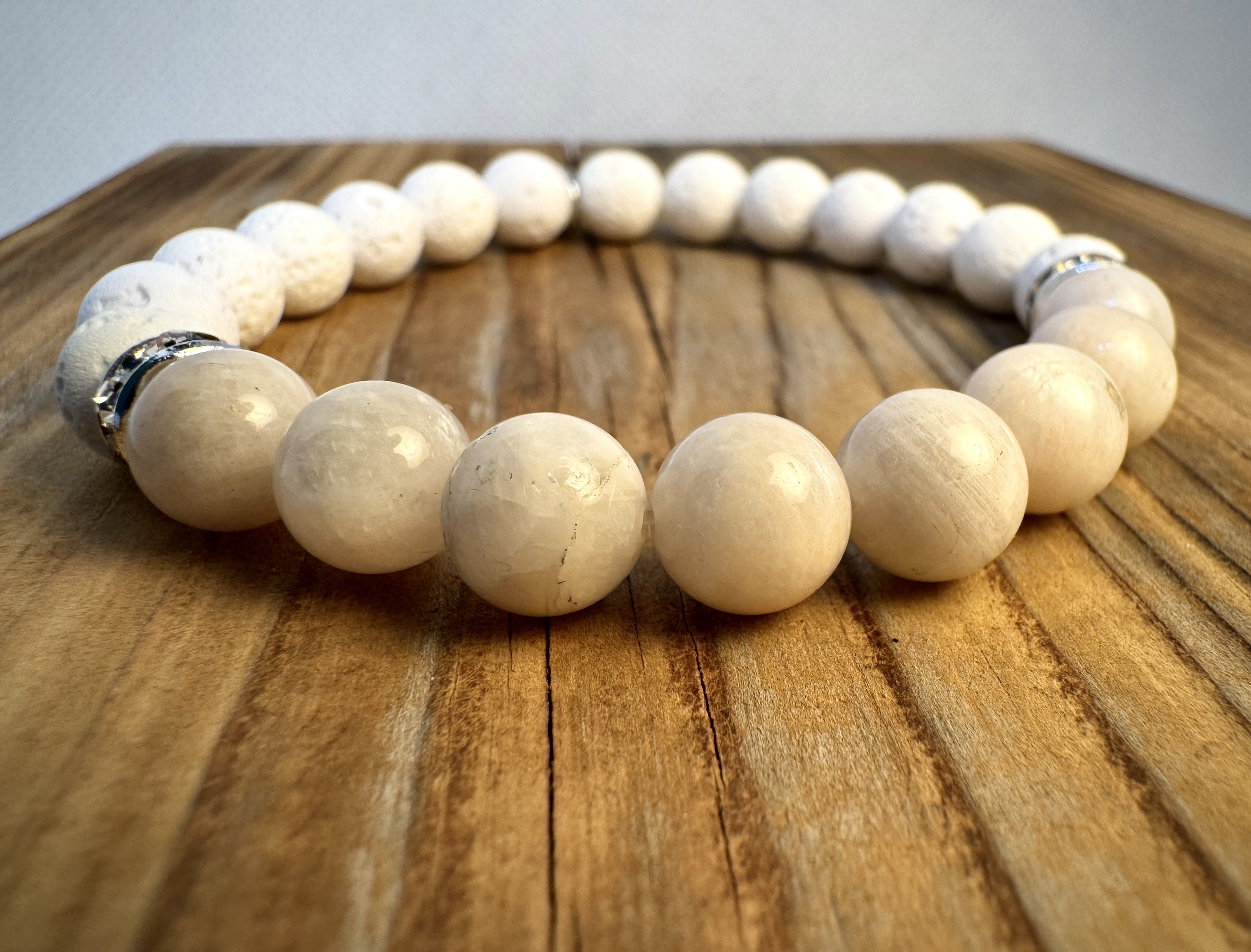 “Moonstone intuition and divine feminine energy bracelet handmade in Niagara Falls, Canada by PeaceTree.” Protection Bracelet with intention.