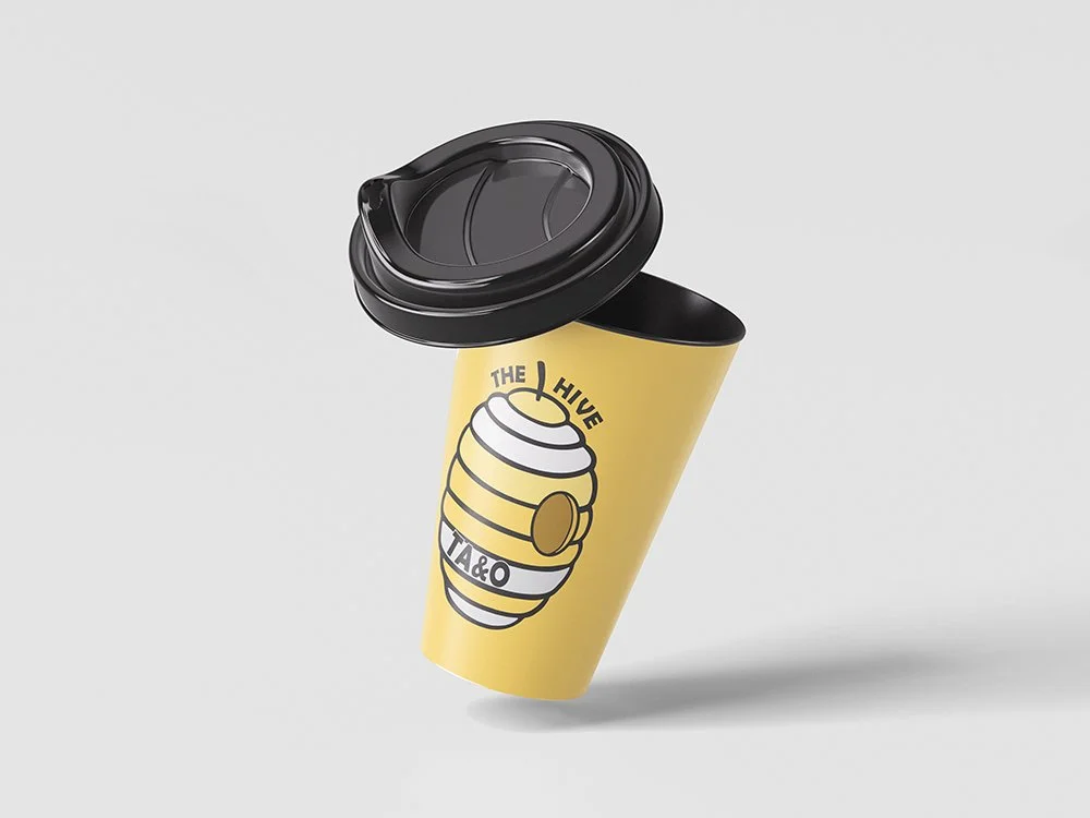 Branded coffee mug for corporate event