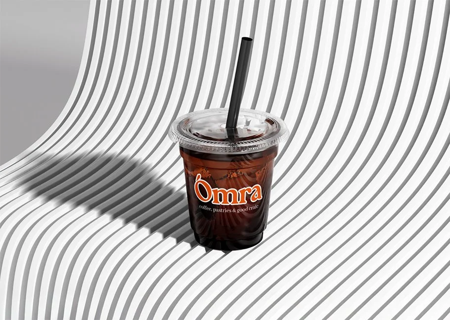 Iced coffee cup with brand identity