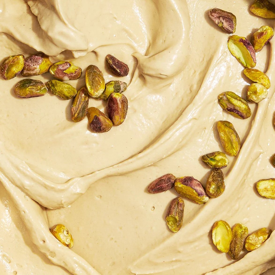 pistachio gelato close up