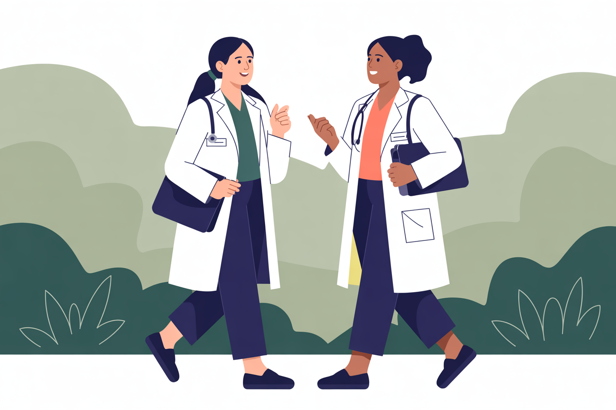 illustration of two women physicians talking