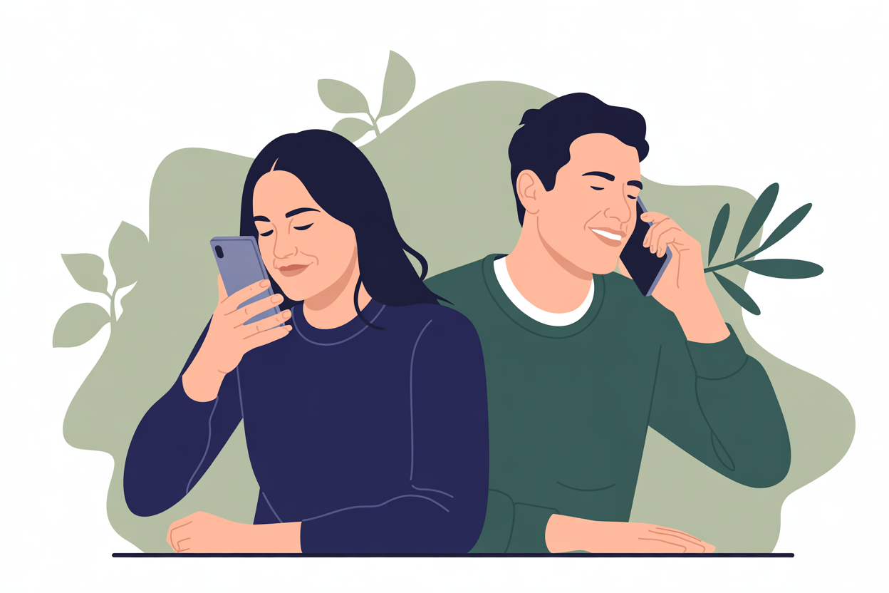 Co-parents communicating on their phones