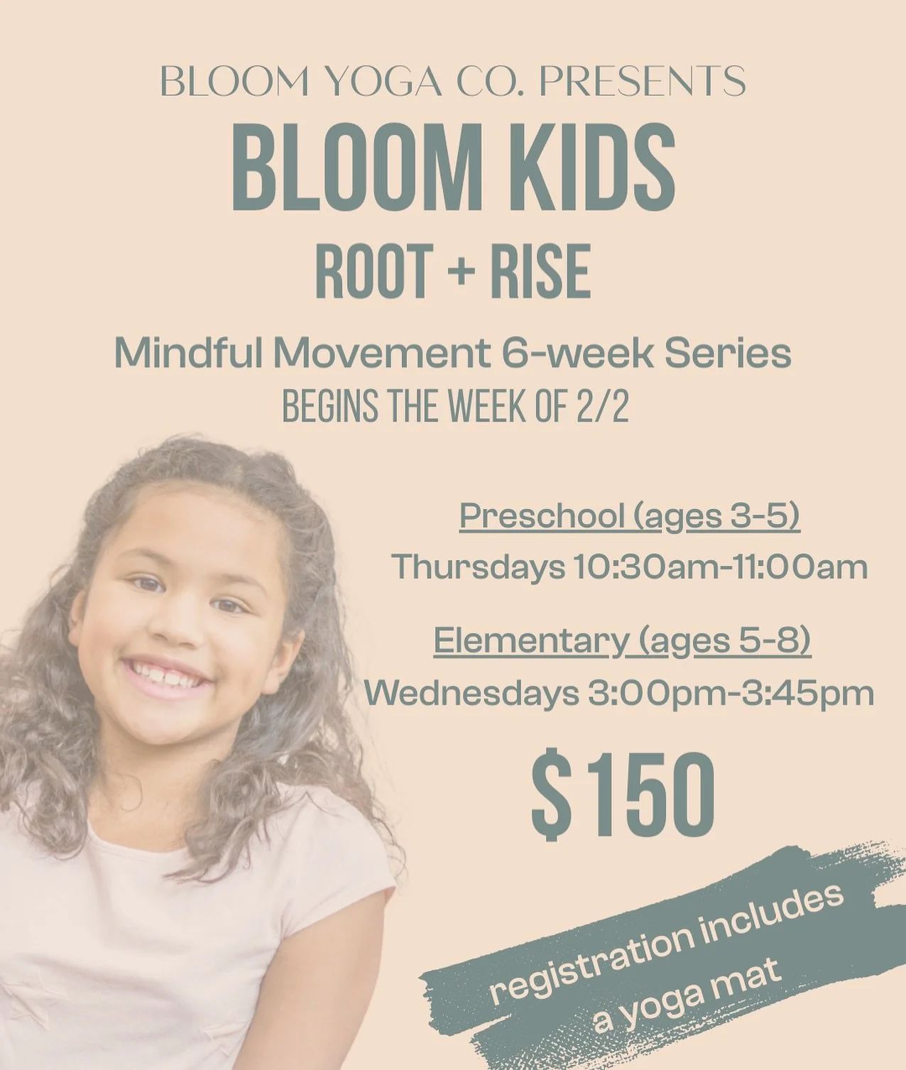 🌿 NEW at Bloom: Bloom Kids &ndash; Root + Rise 🌿

A 6-week mindful movement series for ages 3&ndash;8.

Movement. Breath. Confidence. Play.

Starts the week of 2/2 | Yoga mat included ✨

Spots are limited&mdash;register via link in bio.