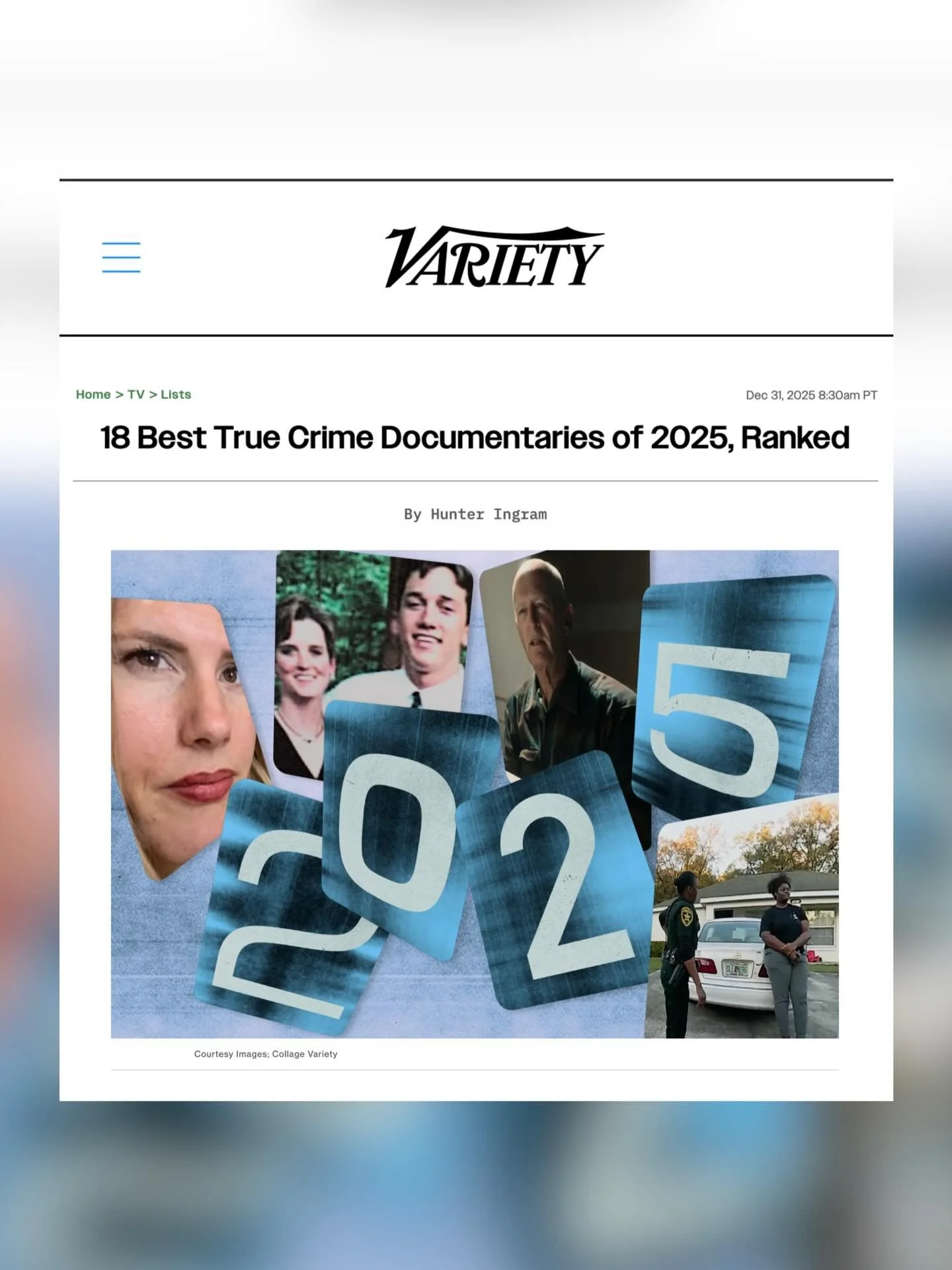 Happy New Year&rsquo;s from Campfire Studios! So excited that @variety ranked two of our projects, UNKNOWN NUMBER: THE HIGH SCHOOL CATFISH and MY FATHER, THE BTK KILLER, in the top True Crime Documentaries of the year! Stream them both on @netflix! 
