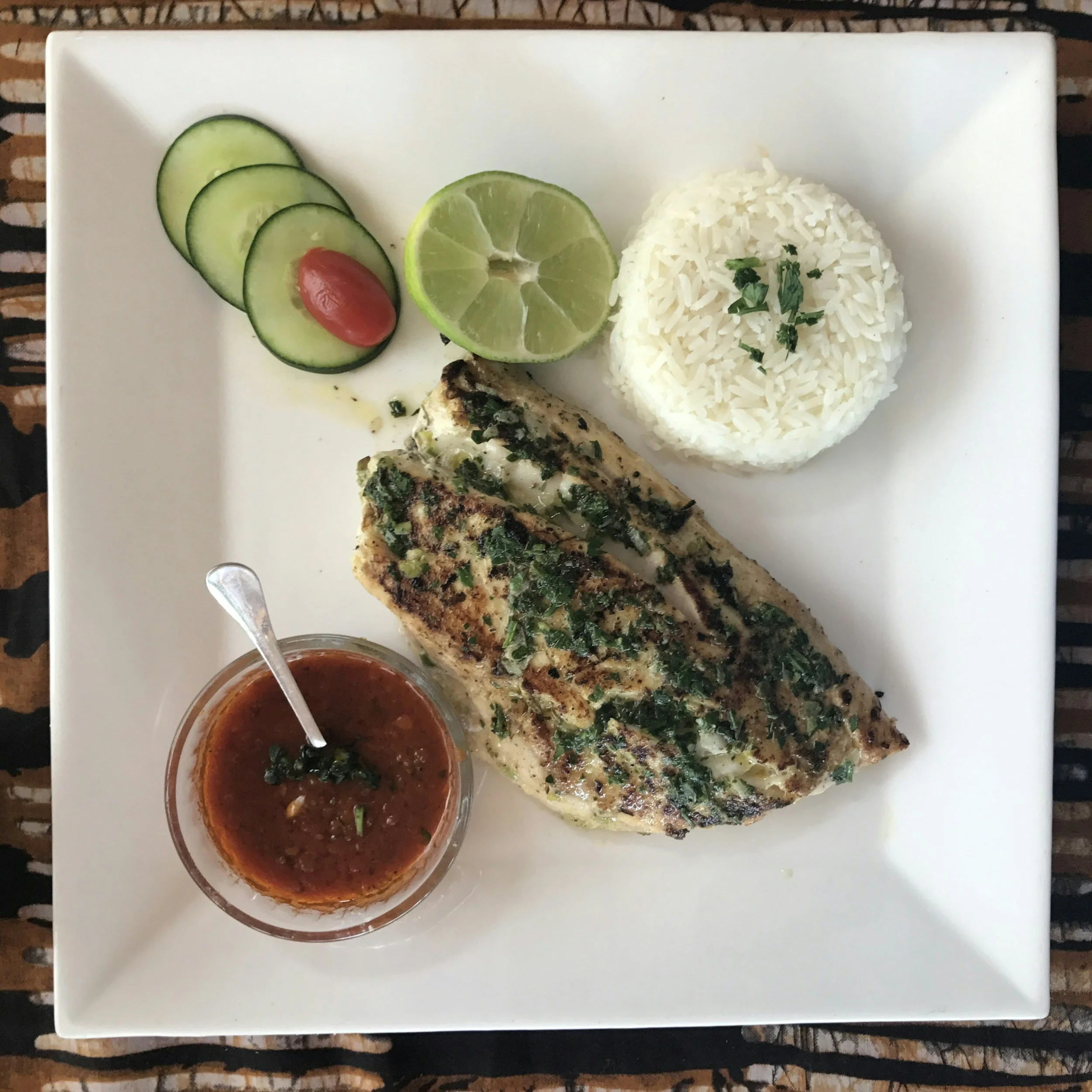 Blackened Tilapia with Rice and Black Beans