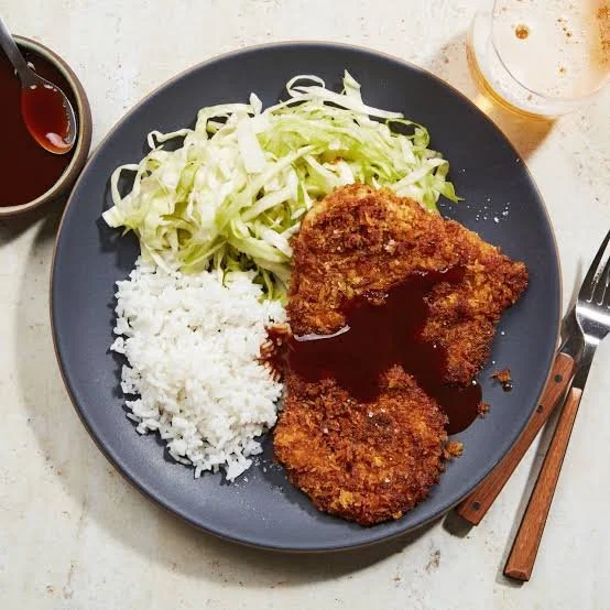 Chicken Katsu with Rice and Cabbage Slaw