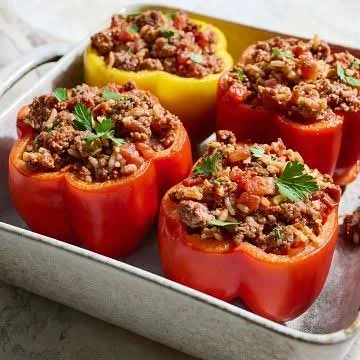 Beef and Rice Stuffed Peppers