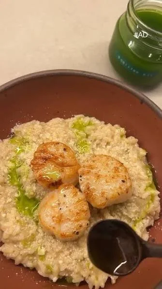 Seared Scallops with Creamy Parmesan Rice