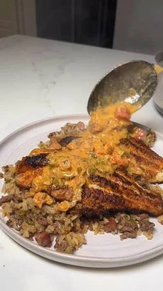 Catfish and Cajun Dirty Rice