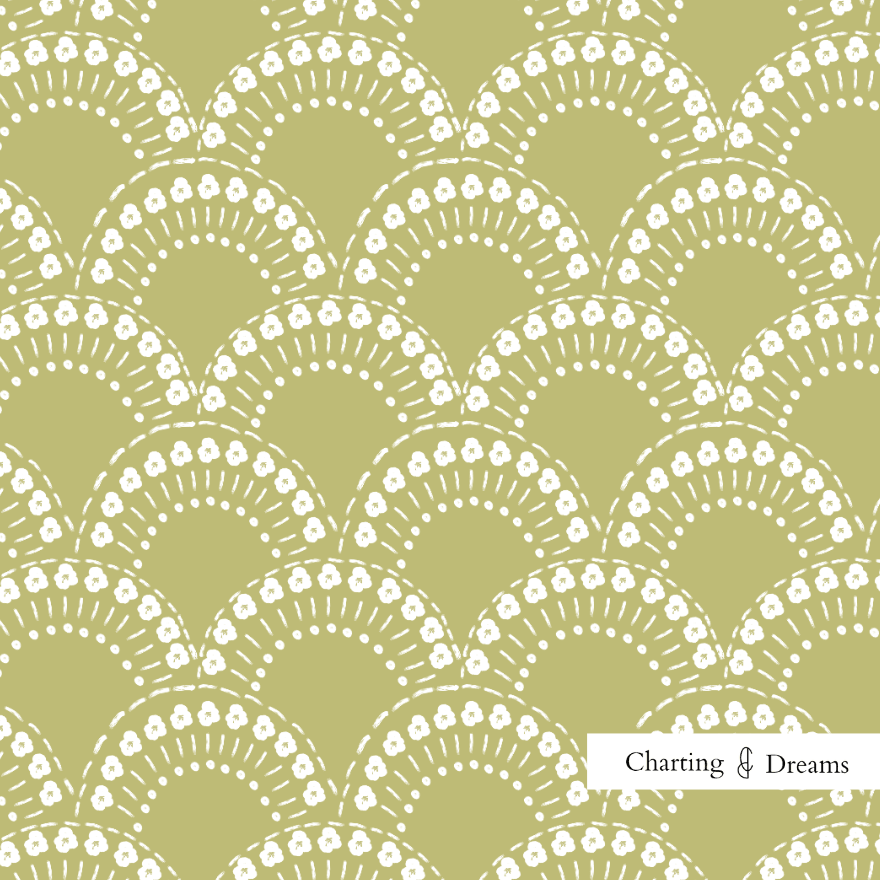 White floral arches in this whimsical pattern for living rooms