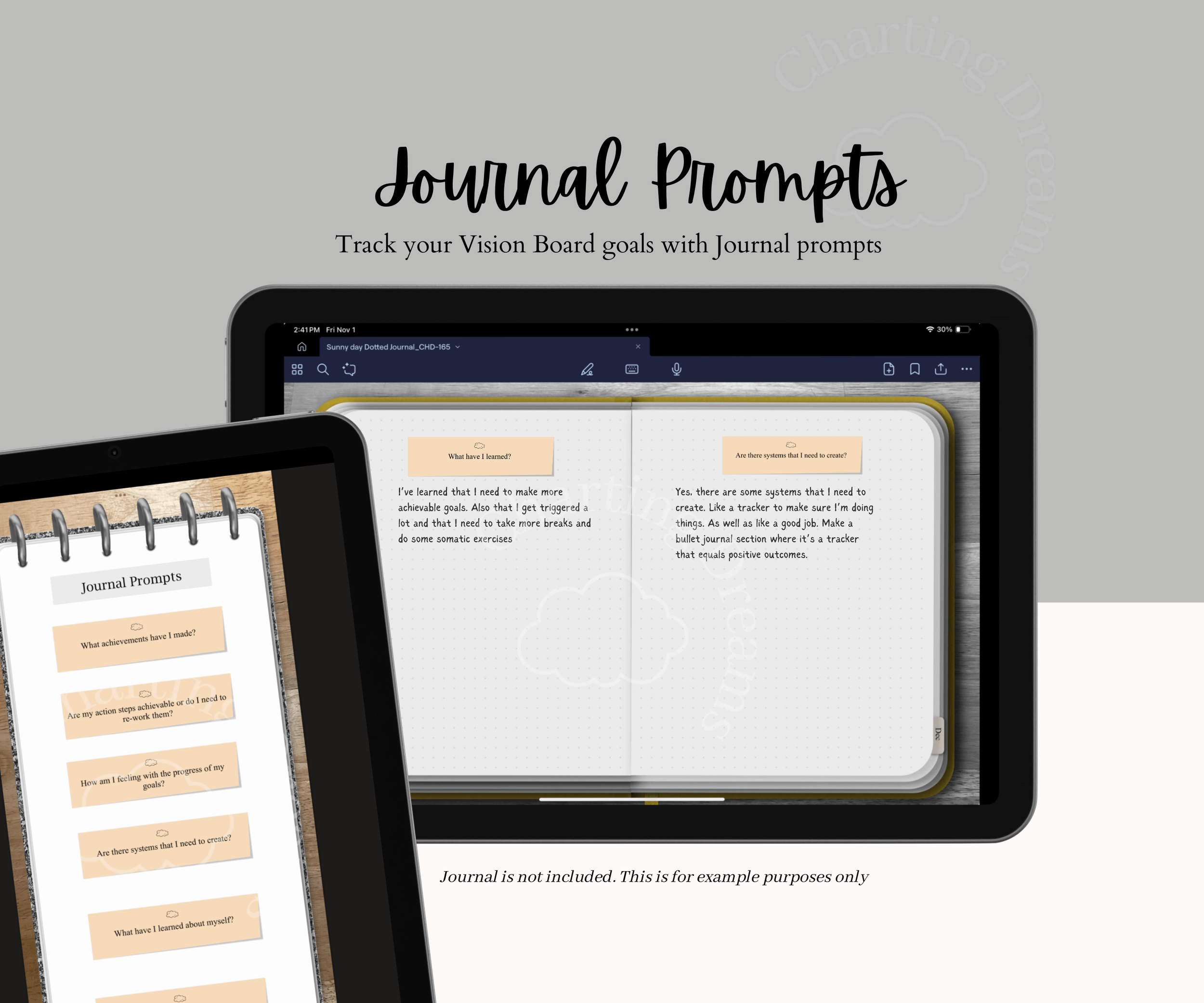 journal prompt digital stickers for digital journaling so you can accomplish your goals
