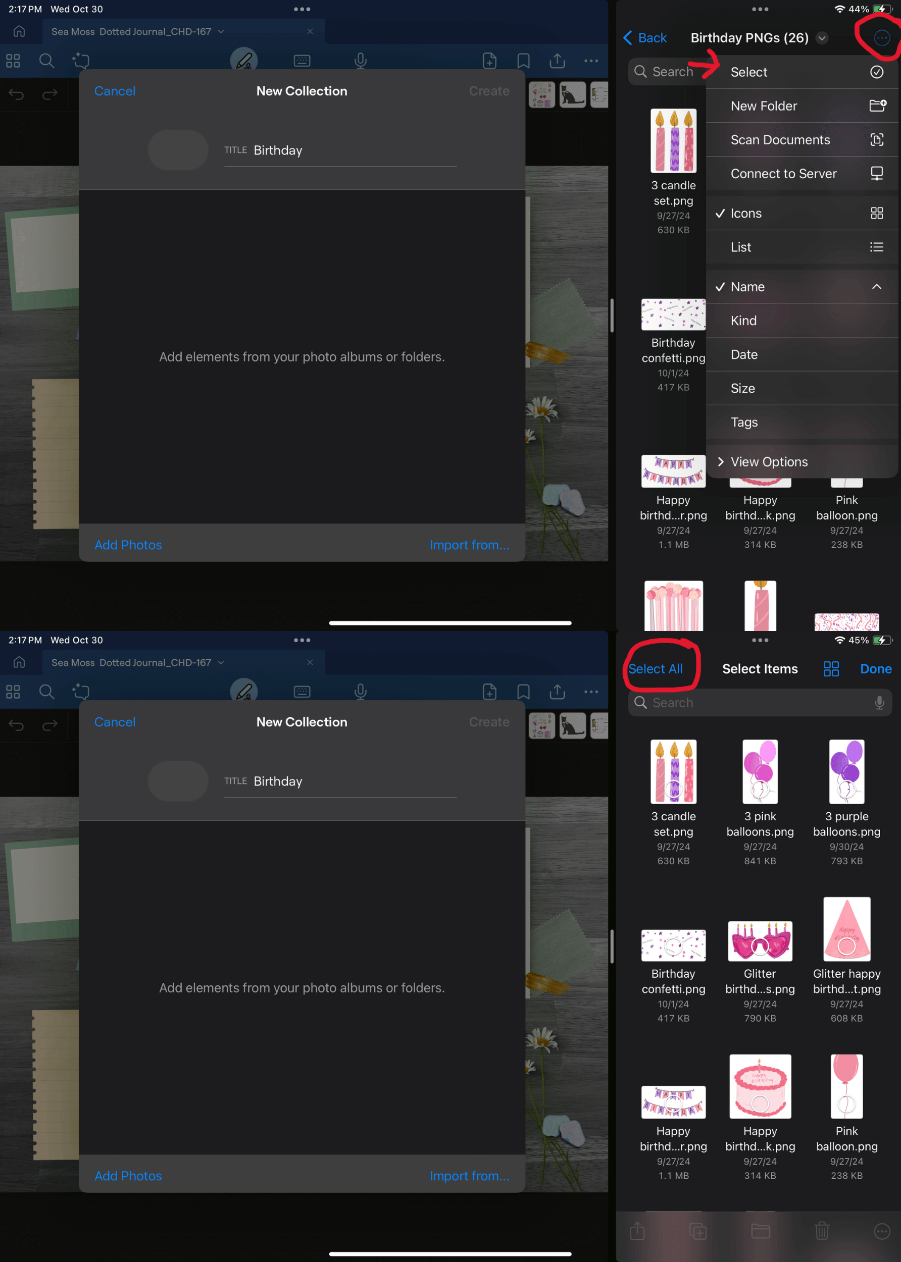 Creating a new sticker collection in Goodnotes