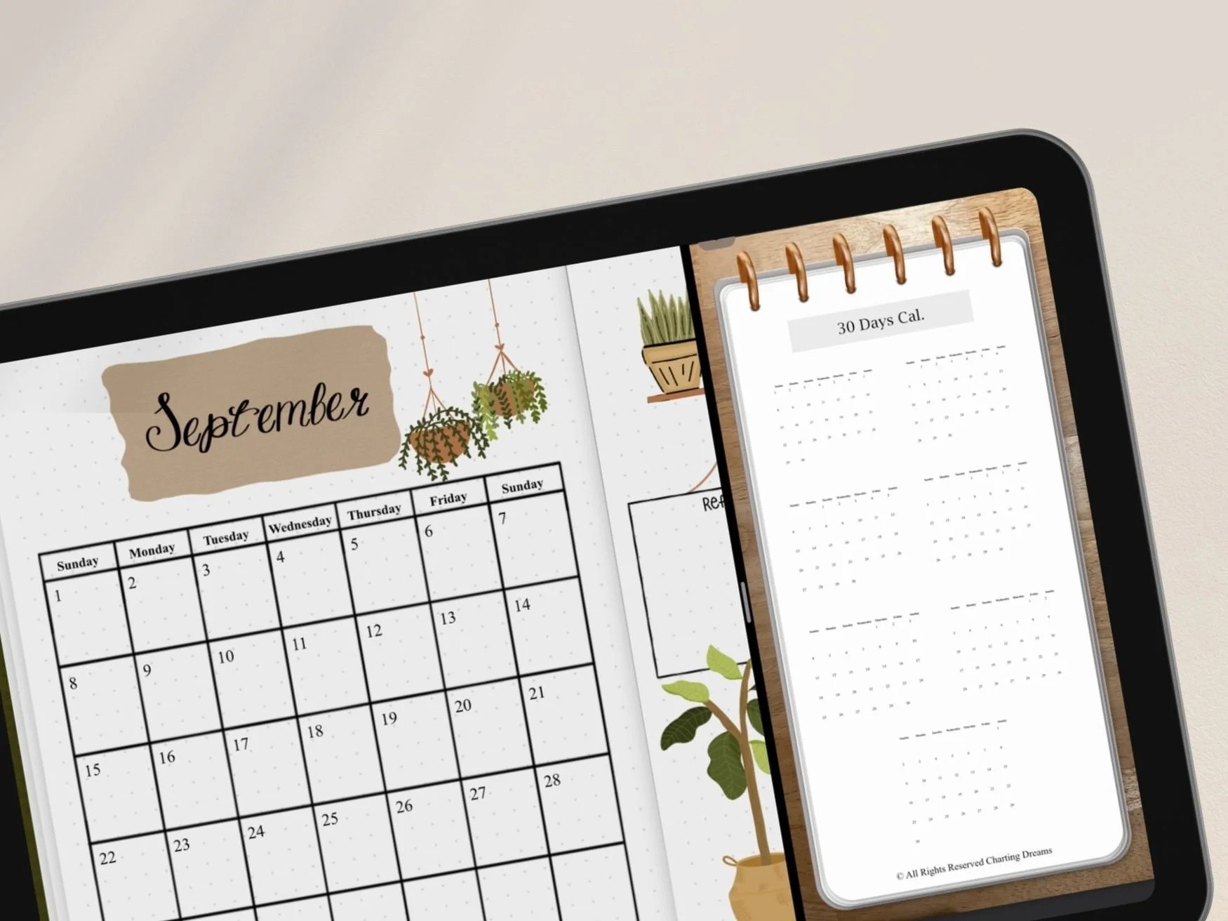 Digital Calendar with calendar widgets on ipad