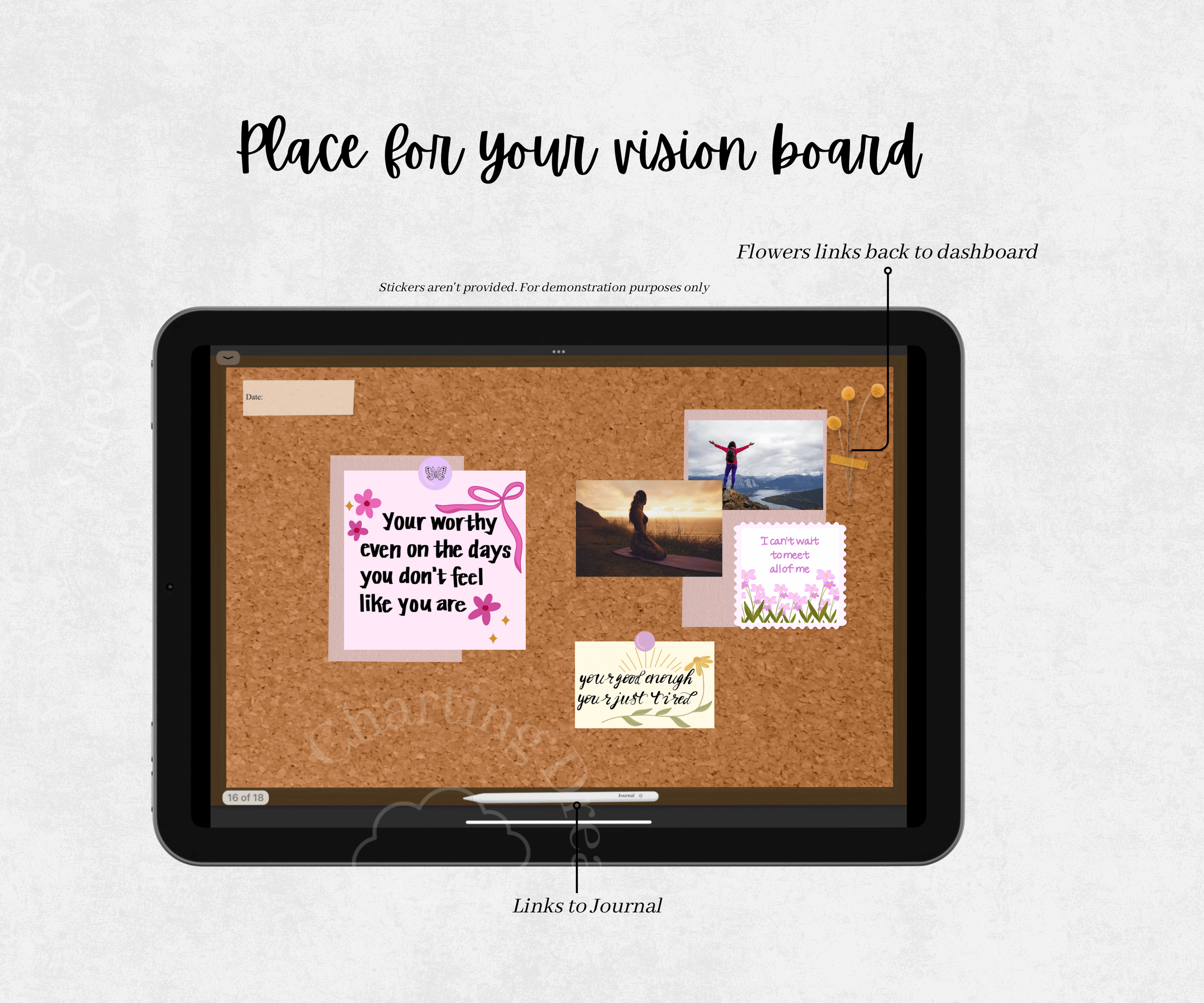 vision and mood board in digital planner