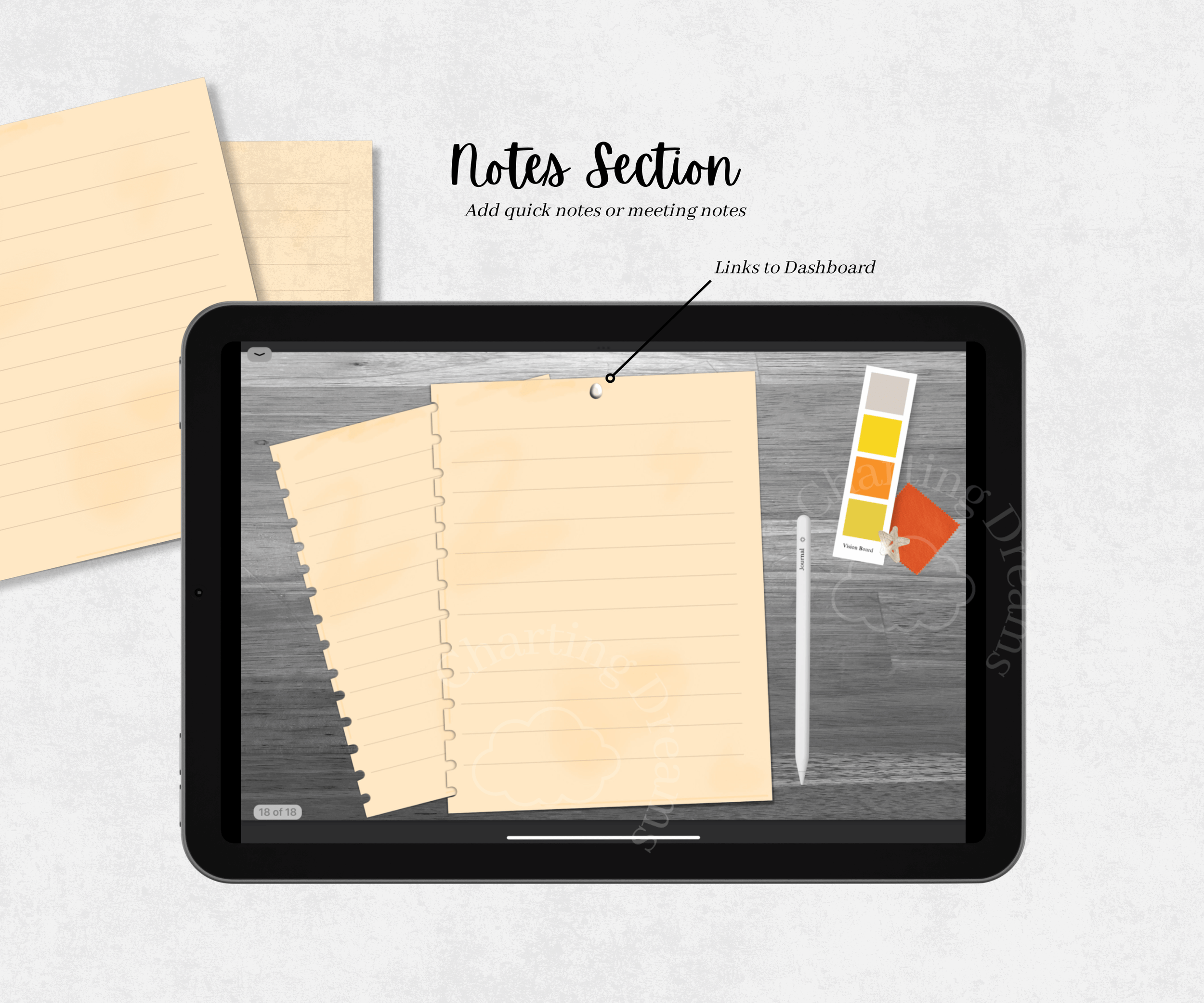 lecture and meeting notes in hyperlinked planner