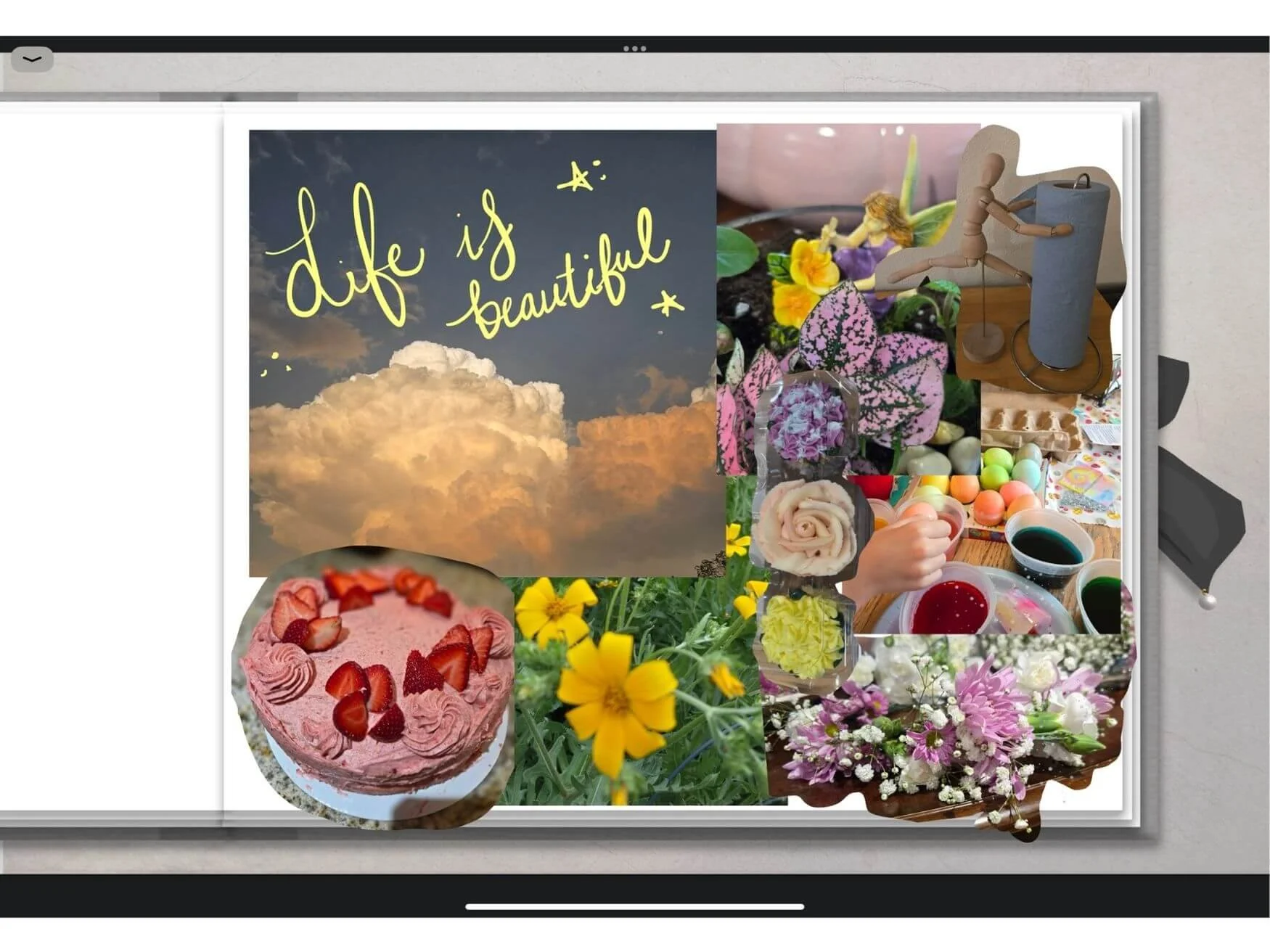 digital scrapbook page with collage photos and hand lettering