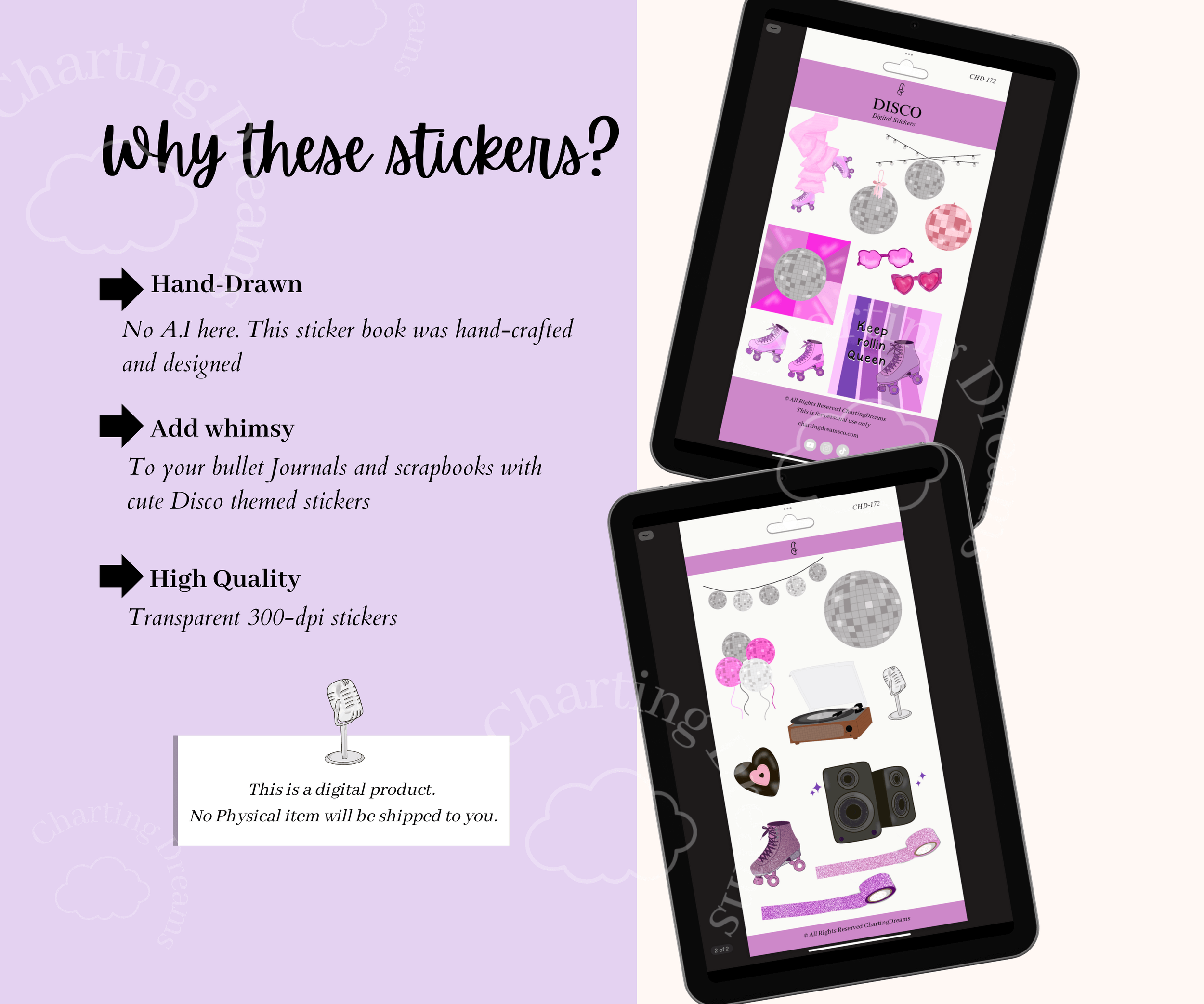 Hand-drawn retro vibe digital stickers for digital planning