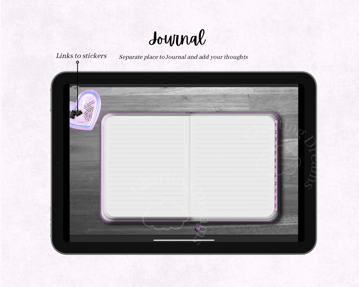 Self-care digital journal page with a lined writing space for personal thoughts and daily reflection