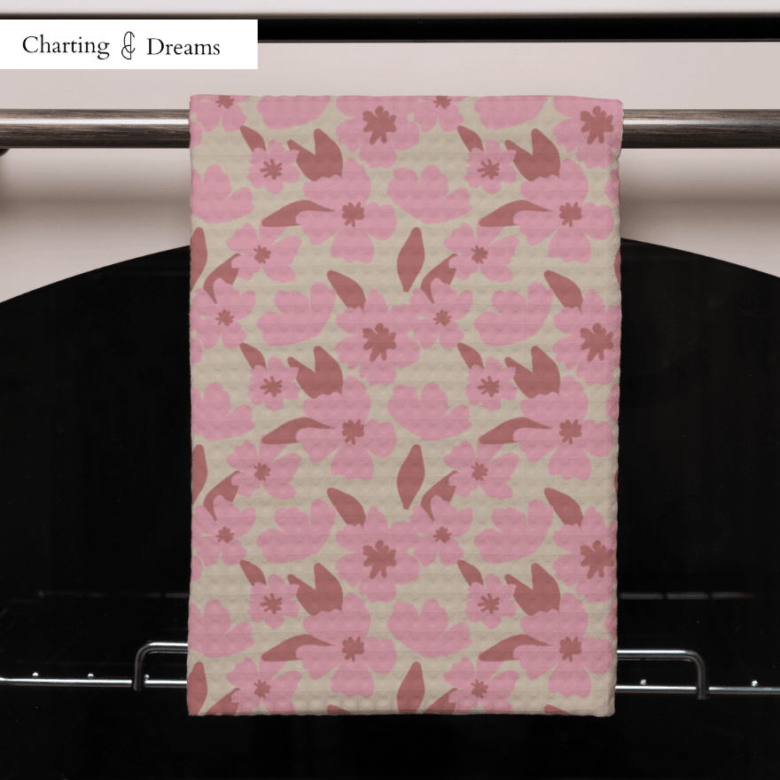 Pink floral whimsical pattern for baby wallpaper