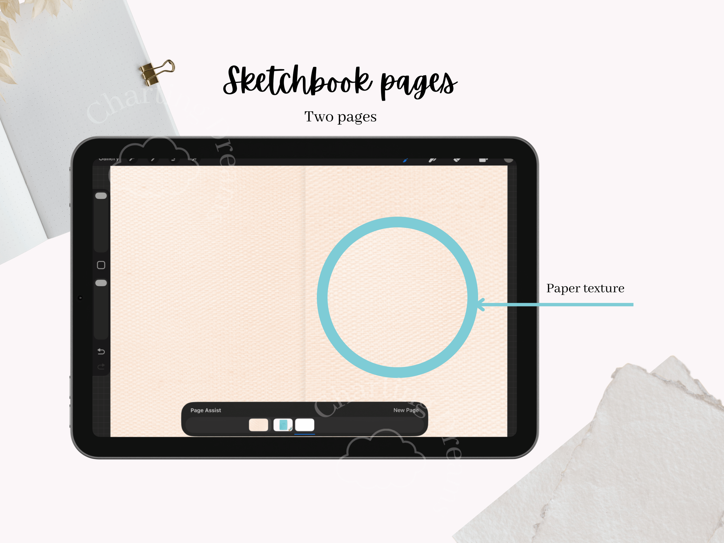 Digital Procreate art journal and scrapbook sketchbook for illustrators and digital designers