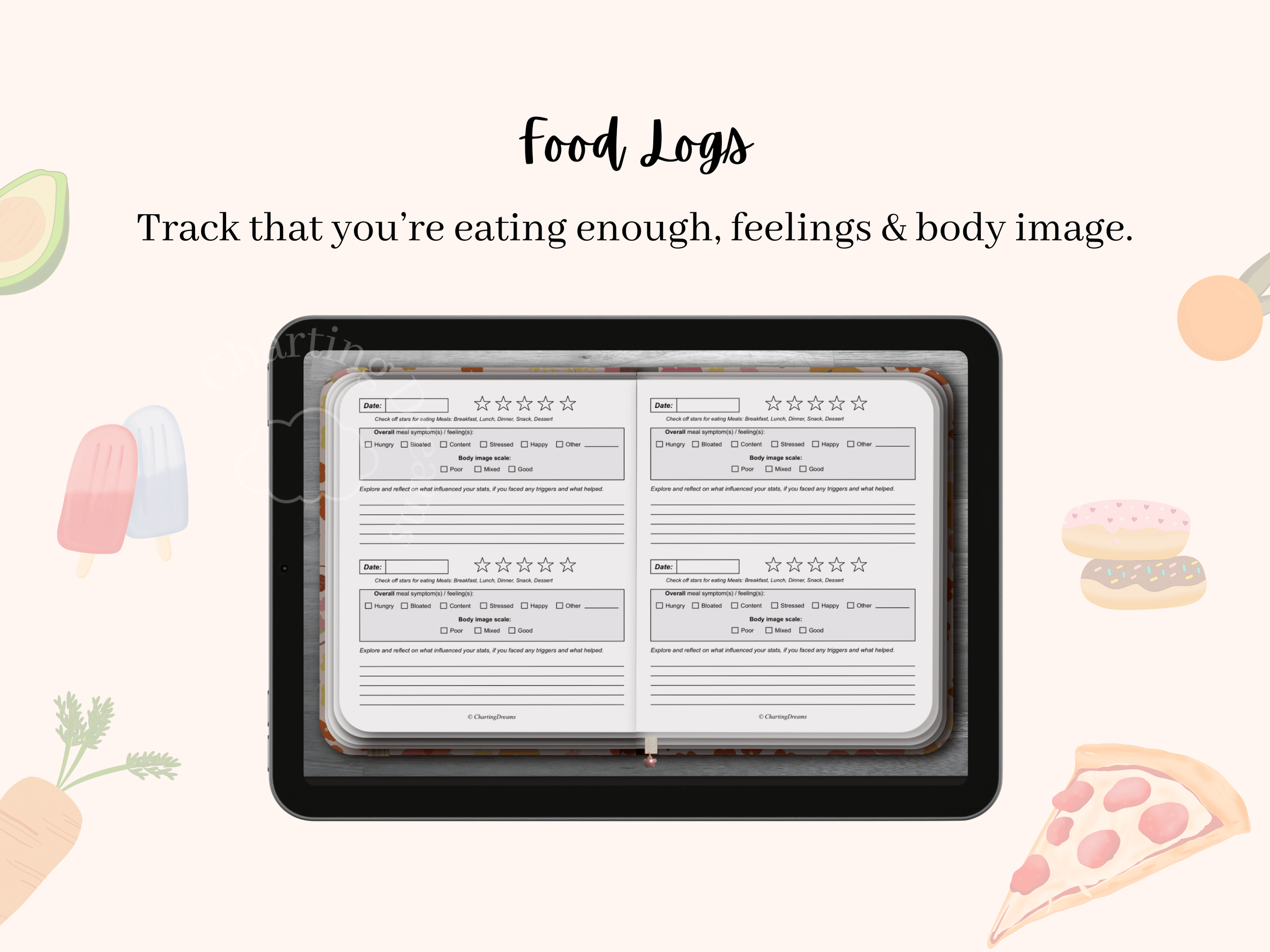 Guided self-compassion journal featuring daily check-ins and reflective exercises