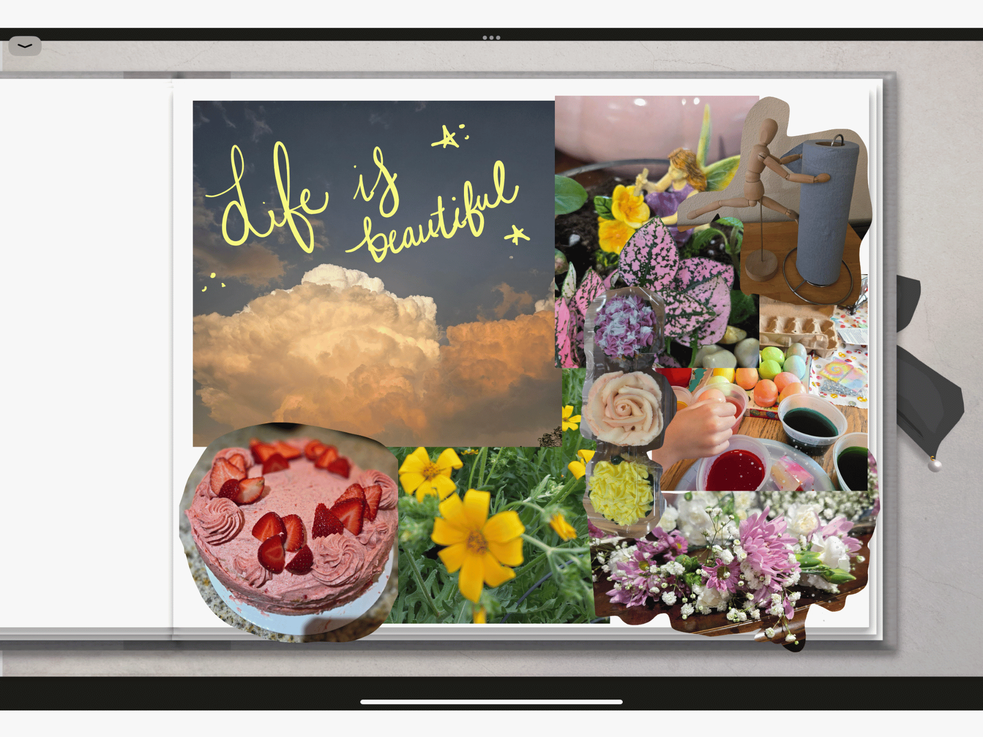 digital scrapbook page with collage photos and hand lettering