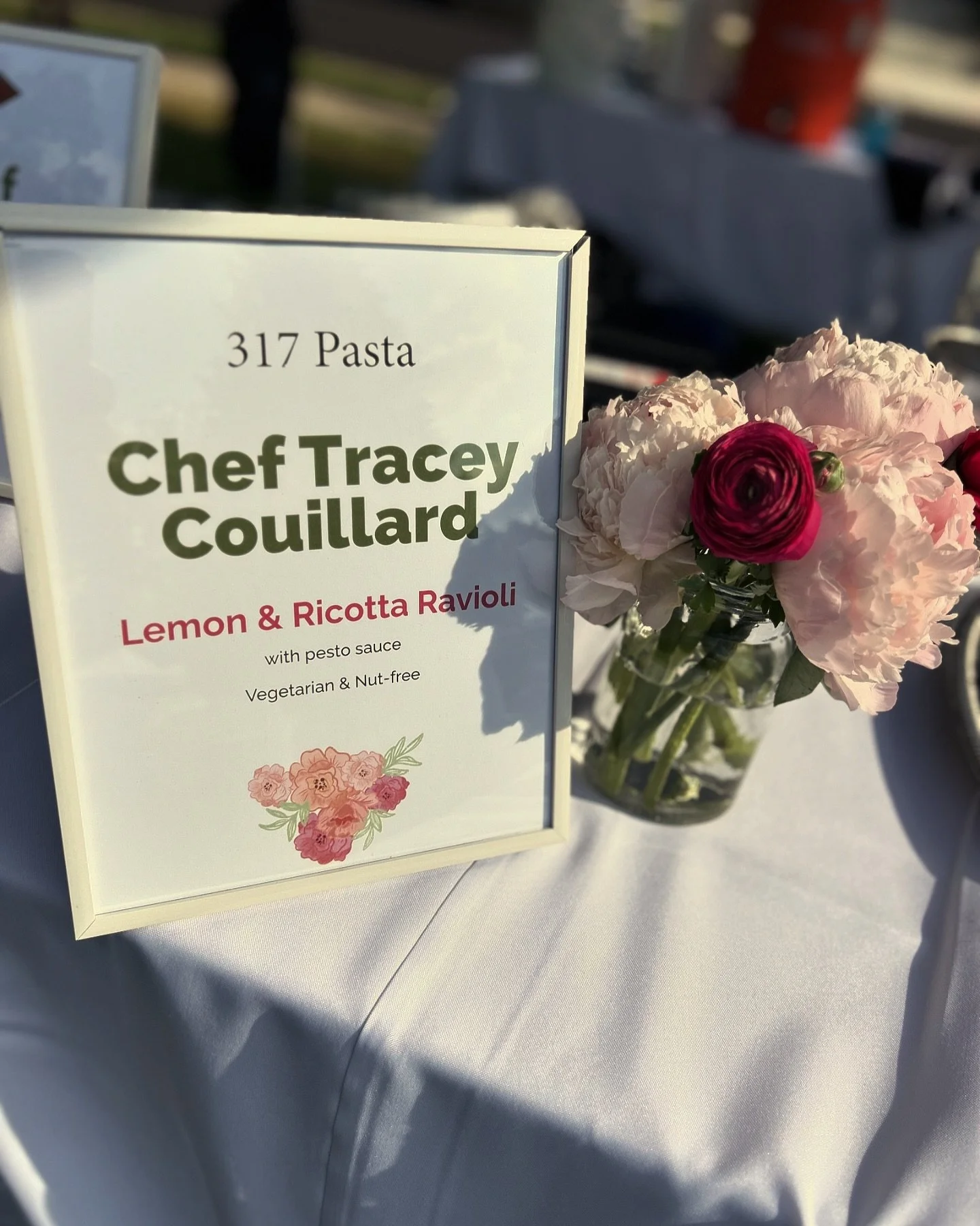 Had a great time this evening at the Peony Fest serving ricotta and lemon ravioli with fresh basil pesto.