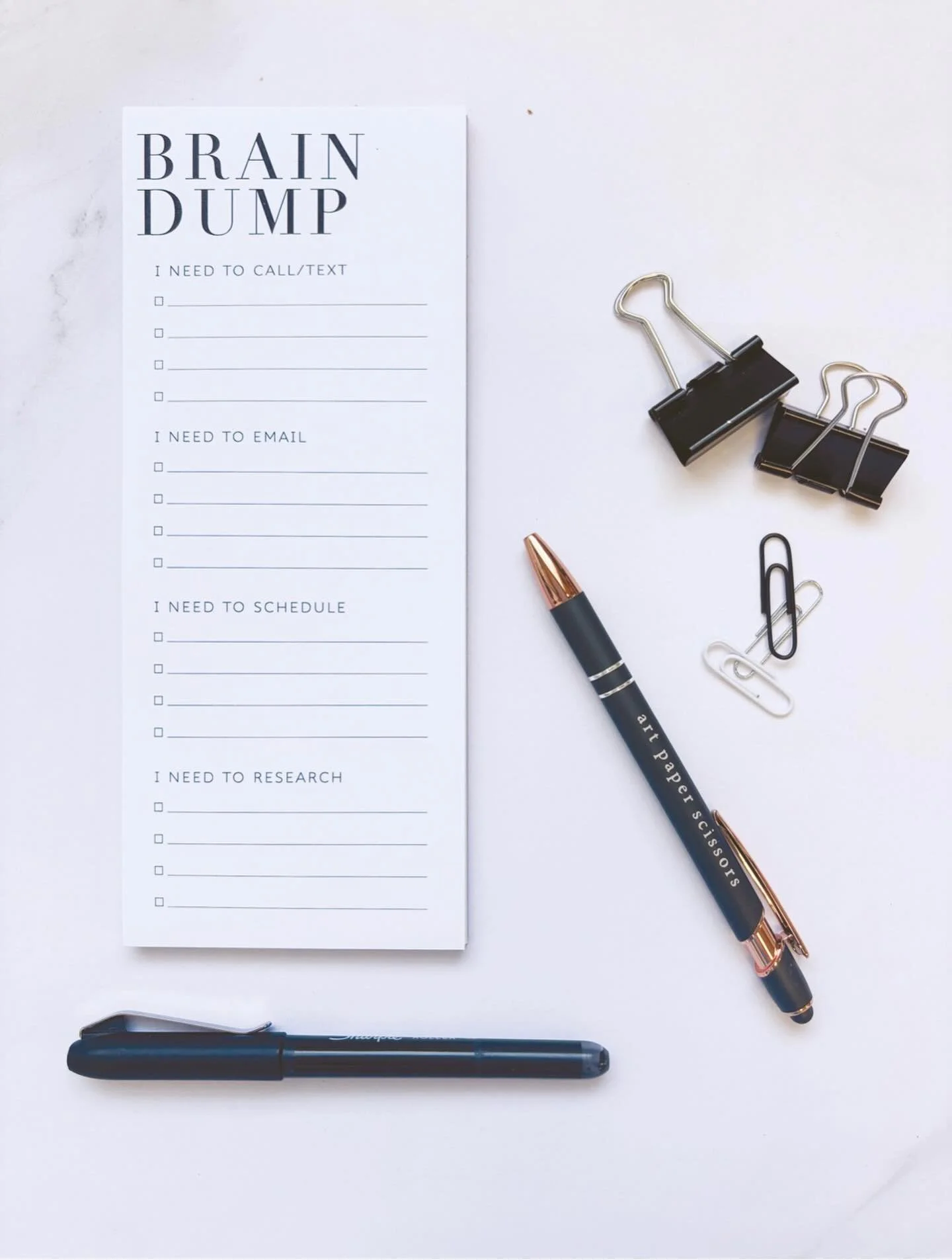 Overthinking? 

Our Brain Dump notepad is here to organize your day (and your mind). 🖤📝

It breaks your thoughts into simple, doable lists- so you can stay focused and stress free.

Available now in our Etsy shop- APSweddings! #etsy #notepad #organ