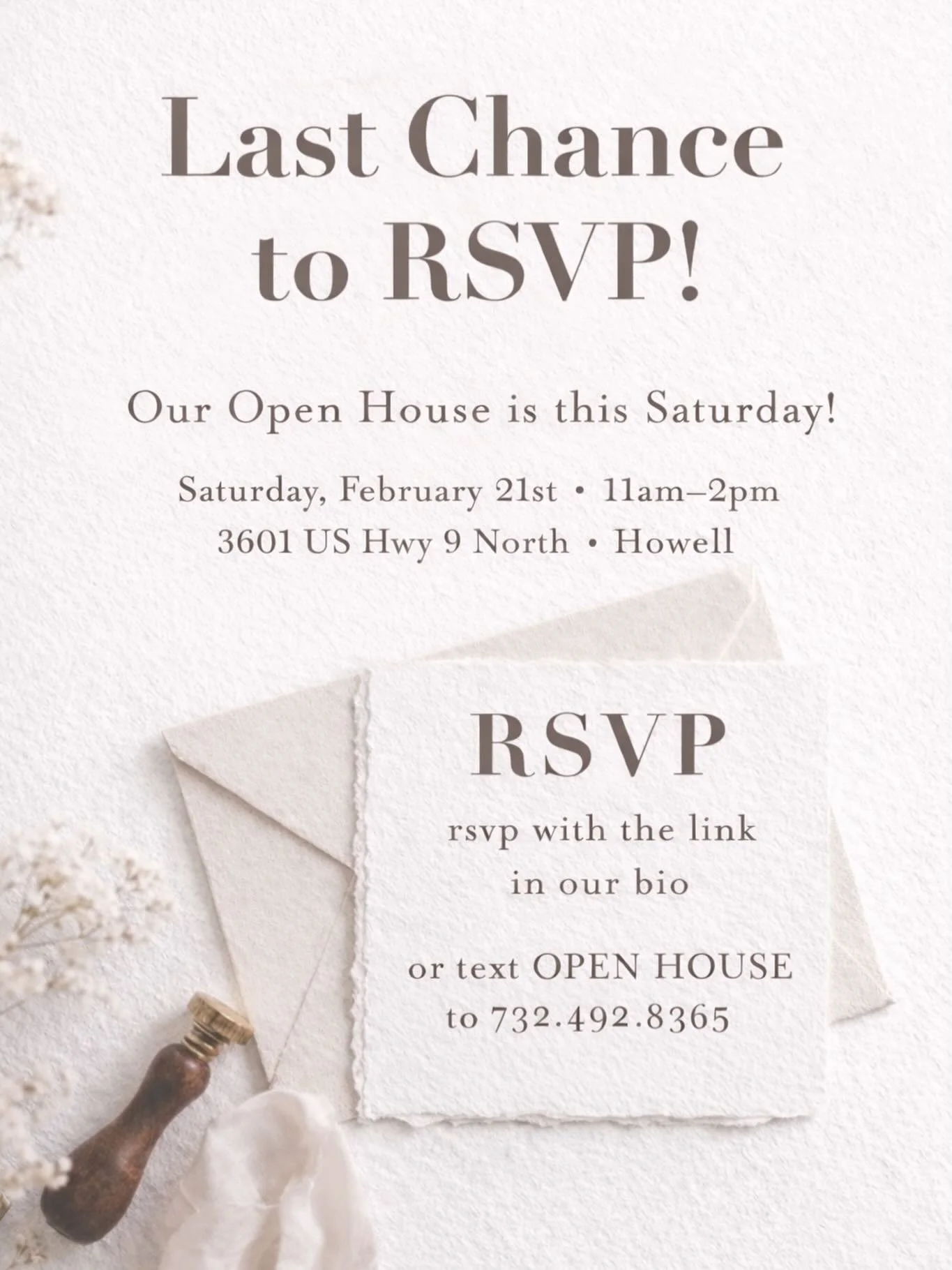 Last chance to RSVP ❤️
Our Wedding Invitation Open House is this Saturday! If you&rsquo;re planning a wedding and want your invitations to feel elevated and timeless, come explore custom stationery in person.

🗓️ Saturday, February 21 - 11am-2pm 
📍
