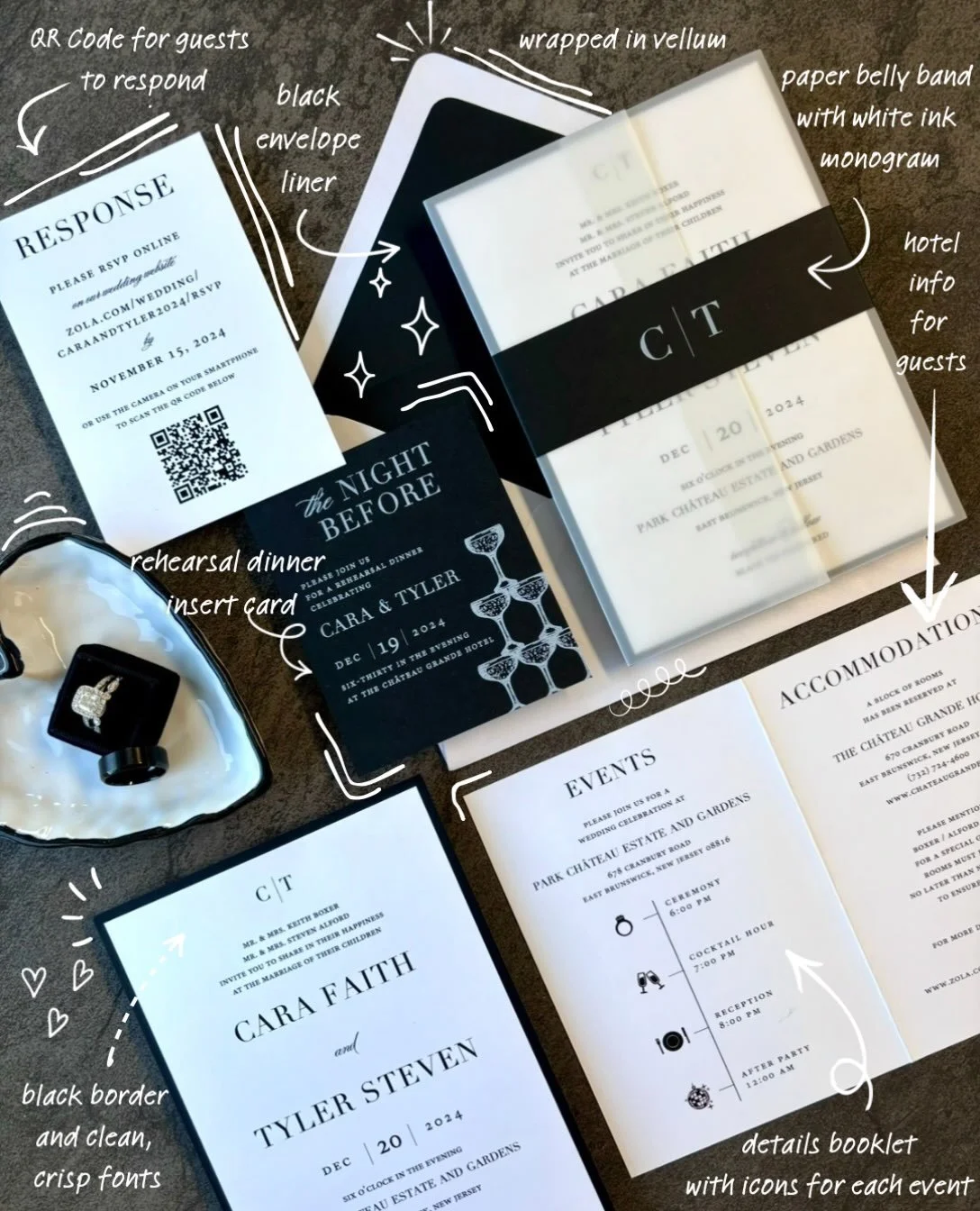 There are so many little details hiding inside a wedding invitation suite&hellip; and we&rsquo;re obsessed with every one of them. 

This doodle highlights all the thoughtful touches that make a suite feel complete- from the vellum wrap and monogram 