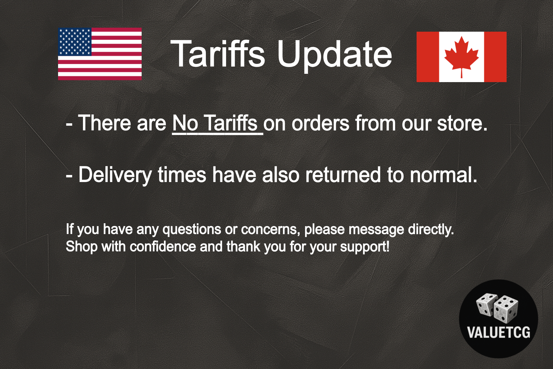 Tariff-Free Orders to the USA