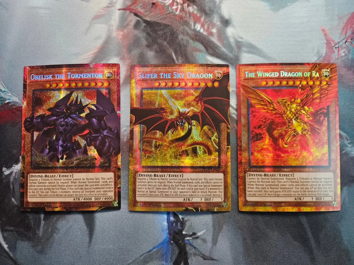 Overframe God Cards with custom colored card frames in our typical "Starlight" rare. These make a great display piece or can be used in your duels just the same!

Grab one or grab the set, link in bio ⏩

#egyptiangods #yugioh #yugiohcards #