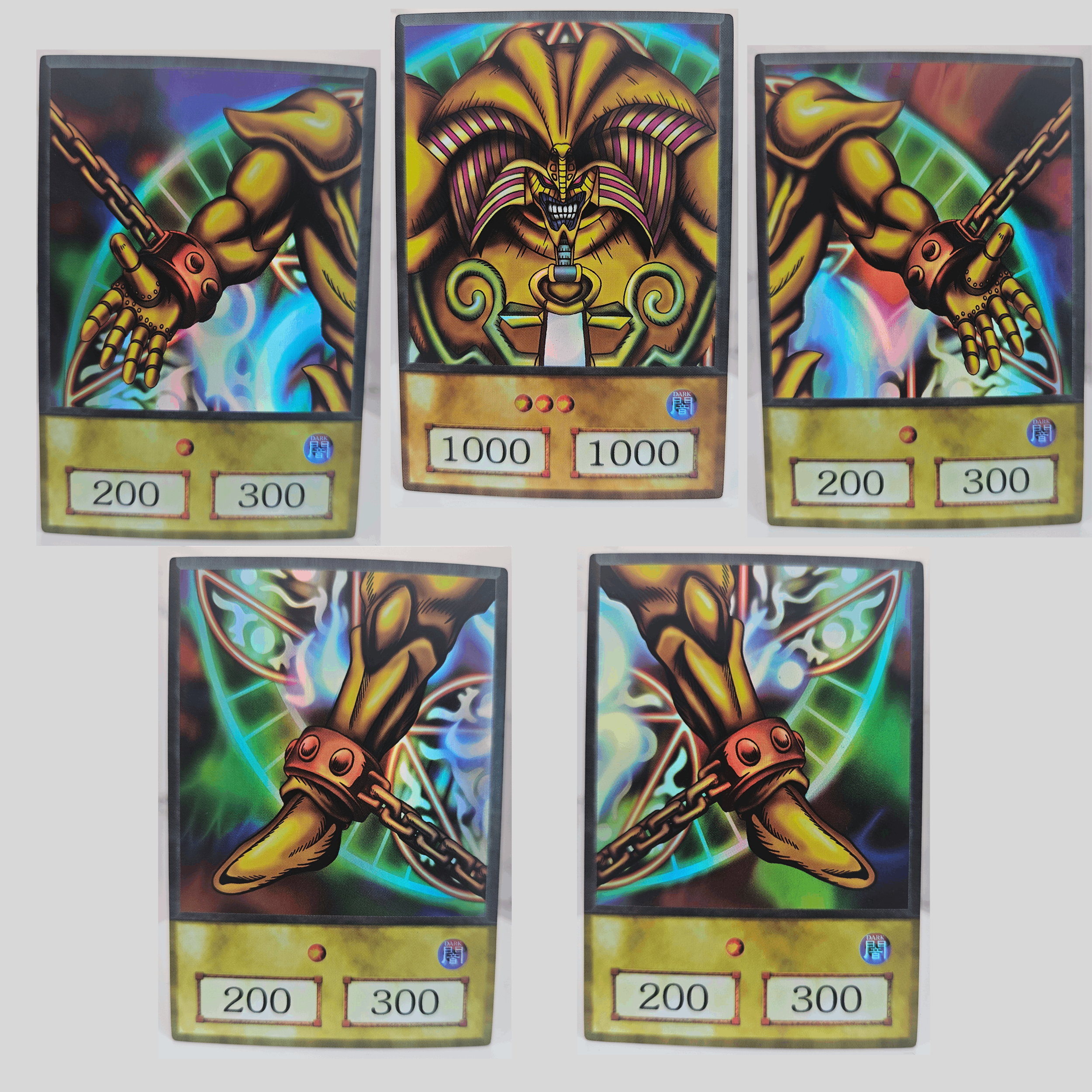 Set: 5 Pieces of Exodia the Forbidden One - Holo Anime Style 4Kids Card Set