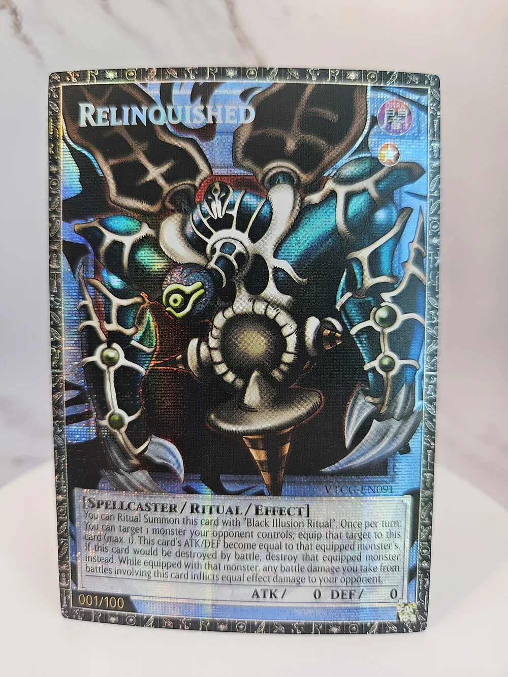 yugioh relinquished card Spellcaster/Ritual/Effect DARK This monster can take on the ATK and DEF of 1 opponents monster on the field (a face Relinquished | Card Details |