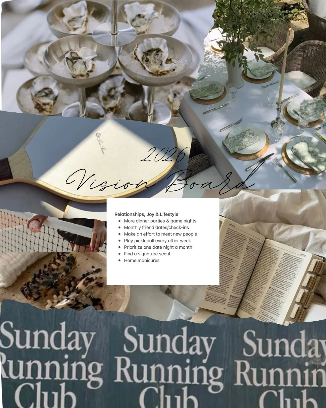 Today I worked on putting together a vision board and jotted down some ideas. 🪩🥂✨
Going into 2026 focused on routines over resolutions.
More movement, more presence, deeper rest, meaningful connection, and a life that feels calm + intentional.
This