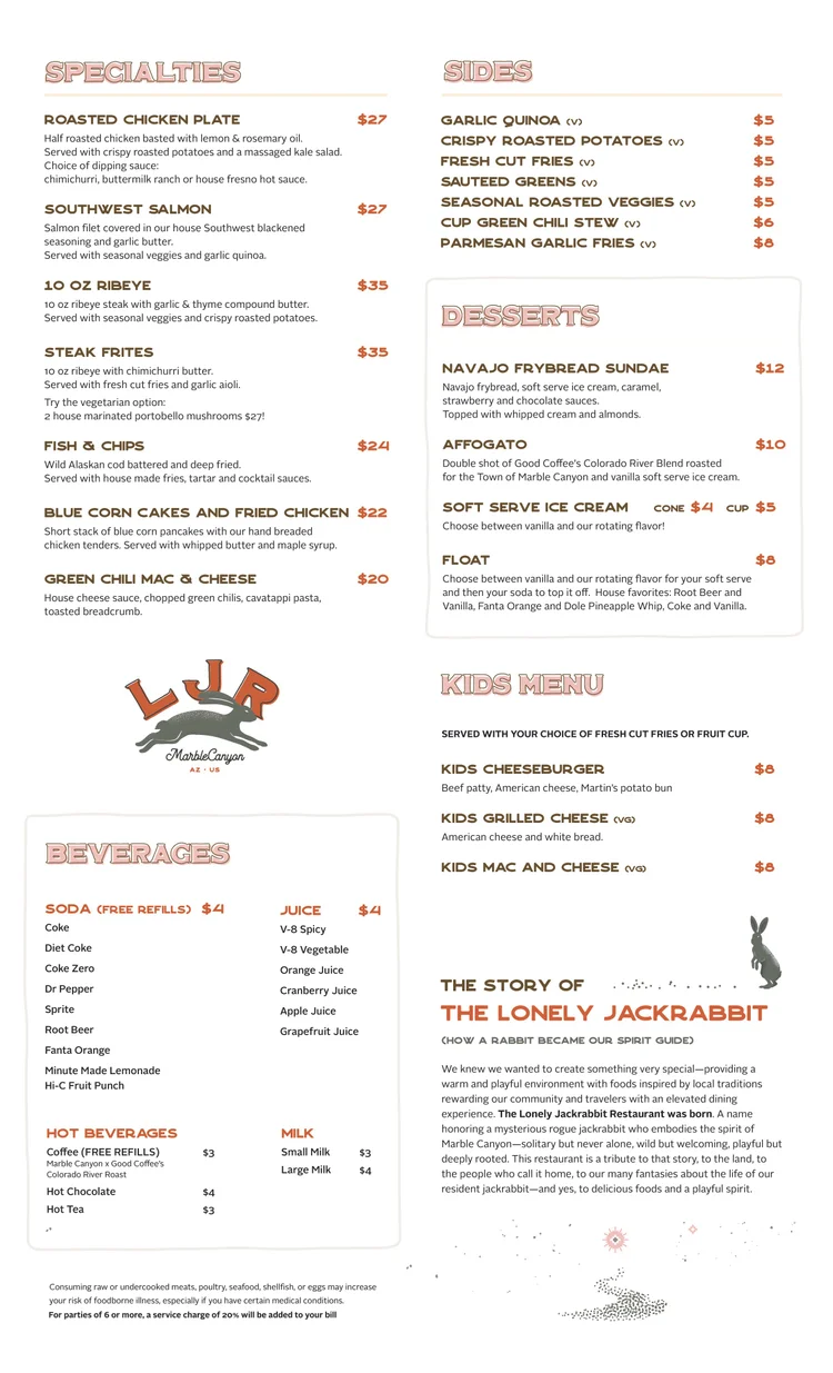 Menu — Lonley JackRabbit