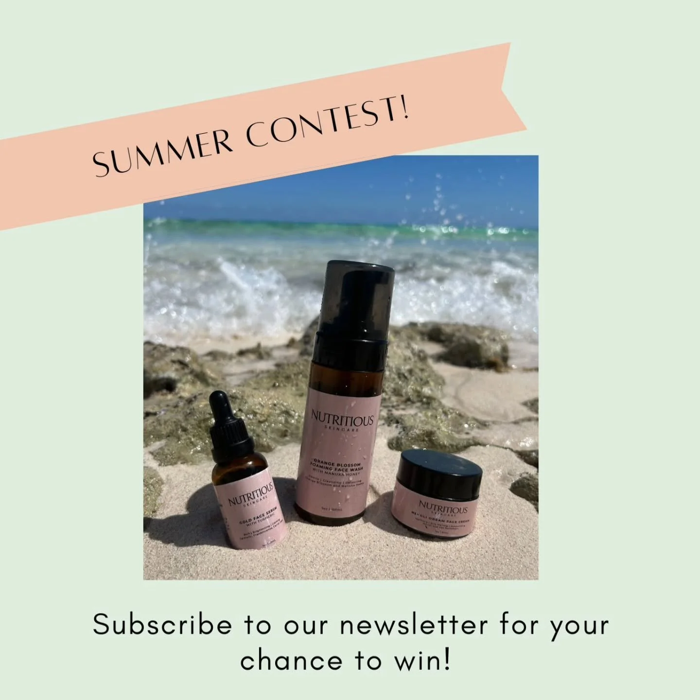 Summer contest alert! 📣🌞
Your chance to win a complete skincare set! One Orange Blossom Foaming Face Wash, Neroli Dream Face Cream, and Gold Face Serum🌺 

1. Sign up to our newsletter. Link in bio ✨️ 
www.nutritiousskincare.com 

2. Contest runs u